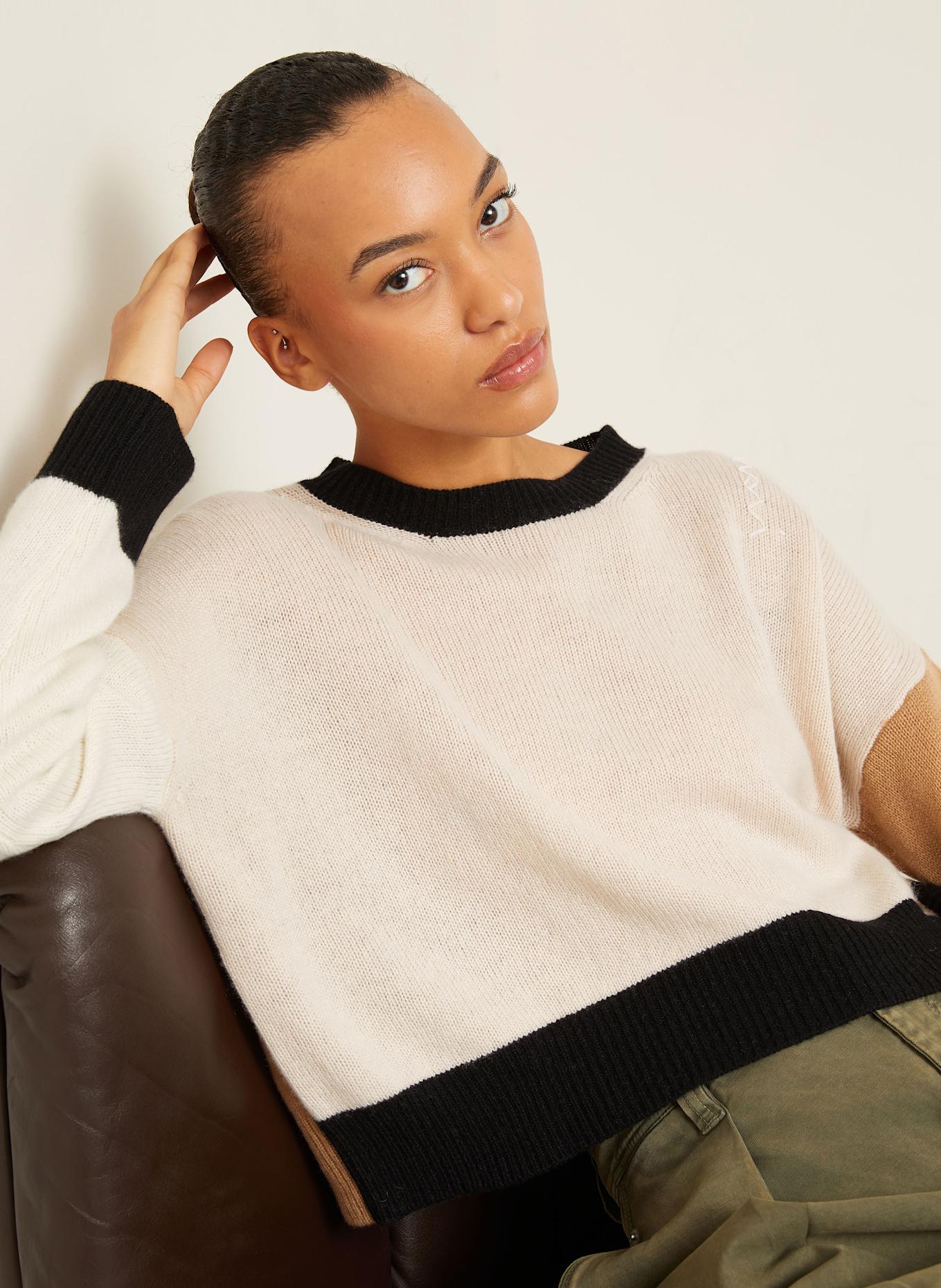 MARNI Cashmere sweater: LIGHT BROWN / CREAM / BLACK