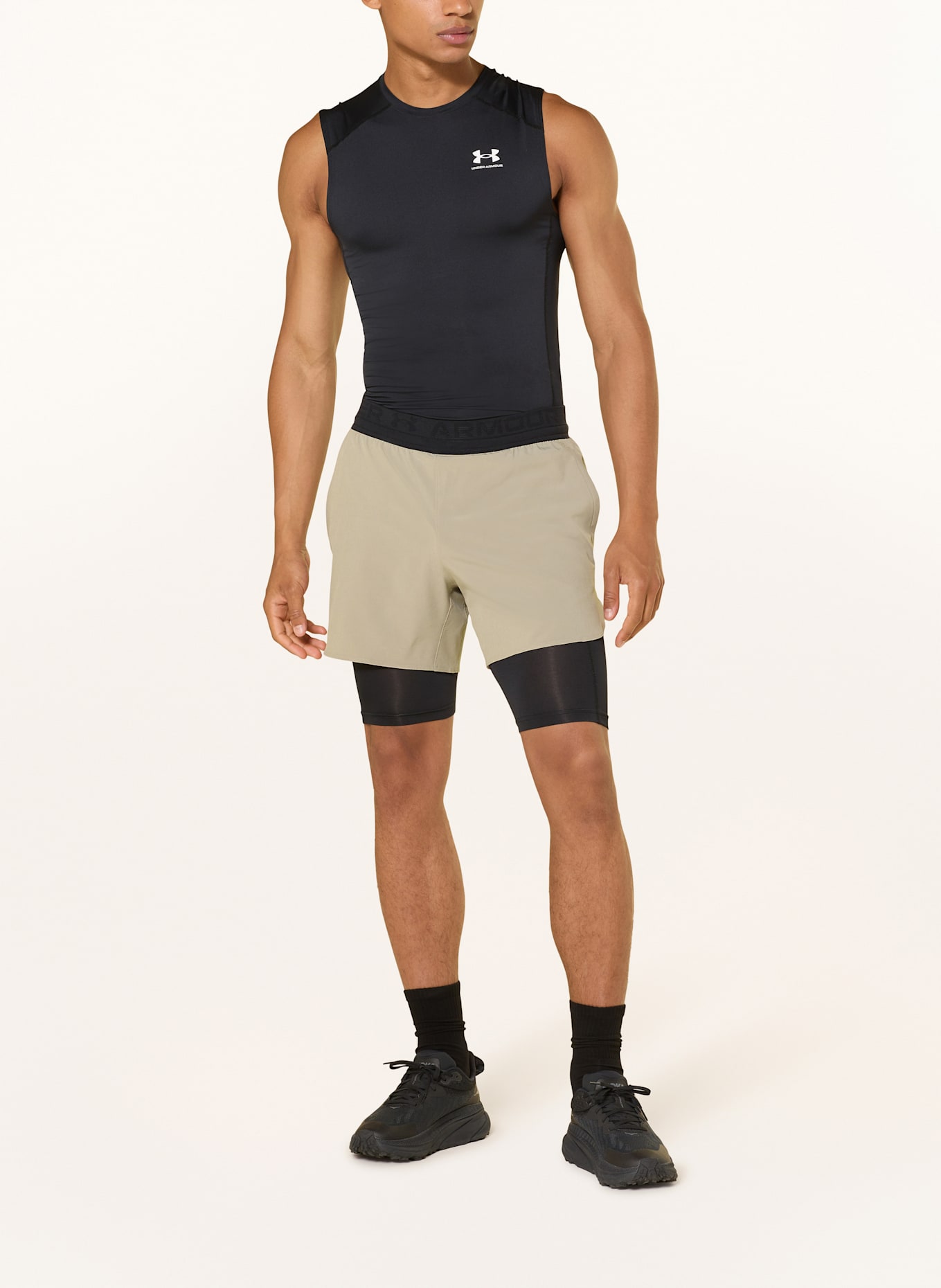UNDER ARMOUR 2-in-1-Trainingsshorts UA VANISH ELITE: KHAKI / SCHWARZ