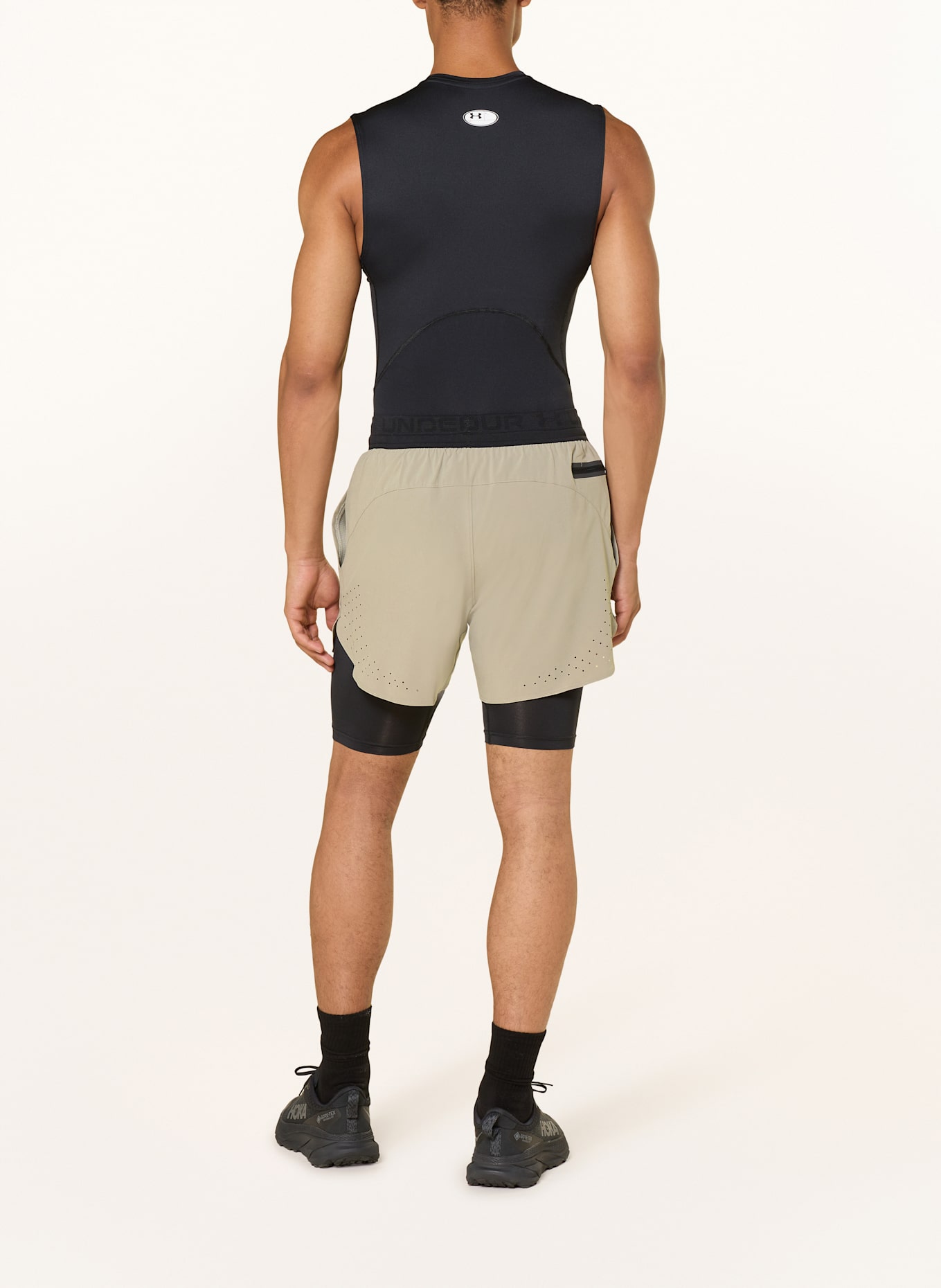 UNDER ARMOUR 2-in-1-Trainingsshorts UA VANISH ELITE: KHAKI / SCHWARZ