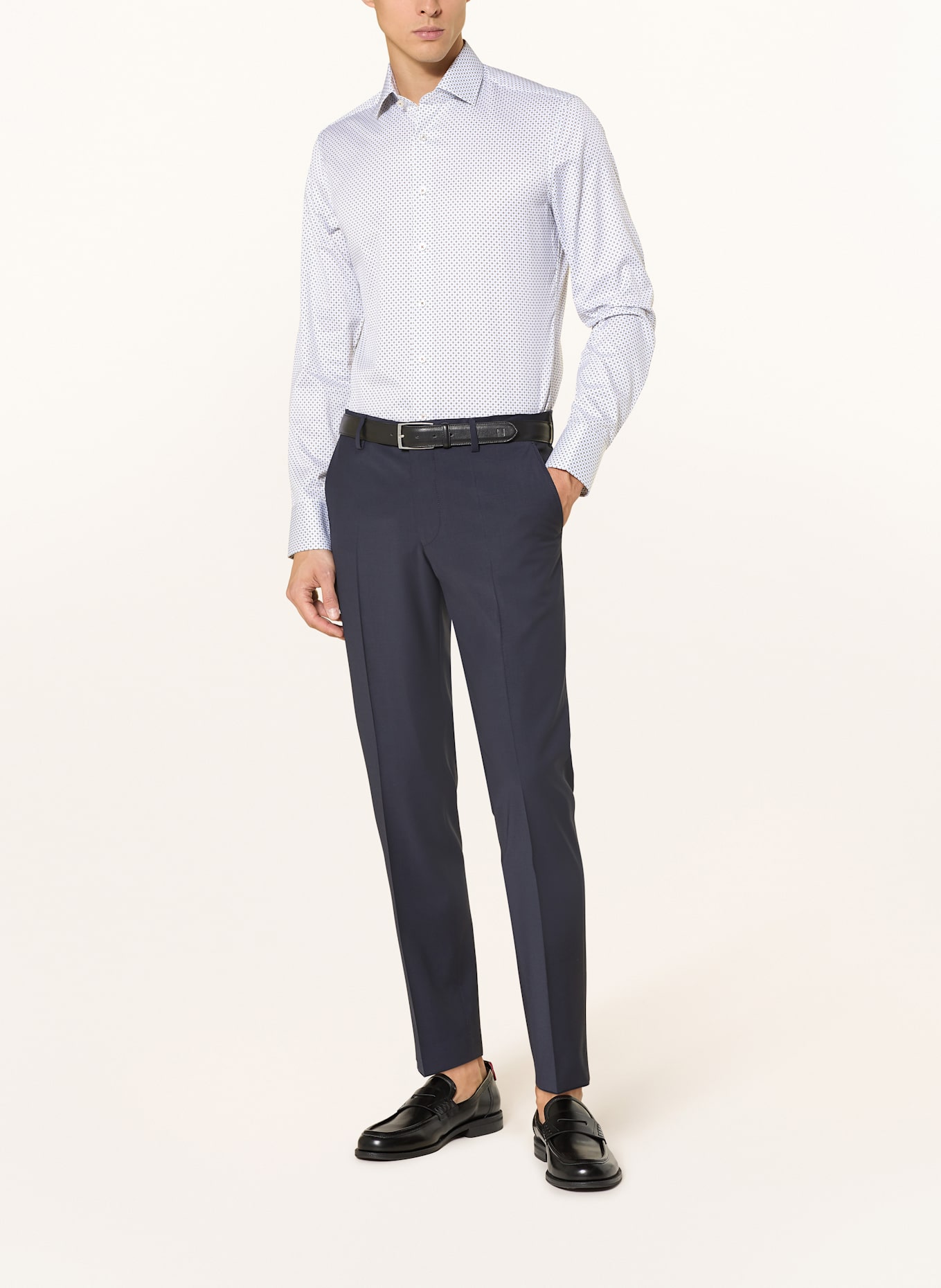 1863 by ETERNA Košile Slim Fit: TMAVĚ MODRÁ/ BÍLÁ/ TMAVĚ HNĚDÁ