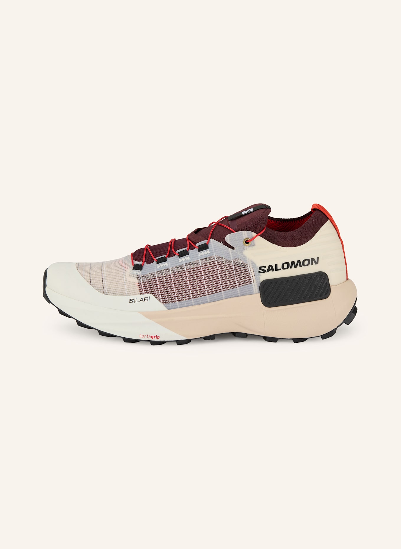 SALOMON Trailrunning-Schuhe GENESIS GTX: ECRU / BEIGE / DUNKELROT