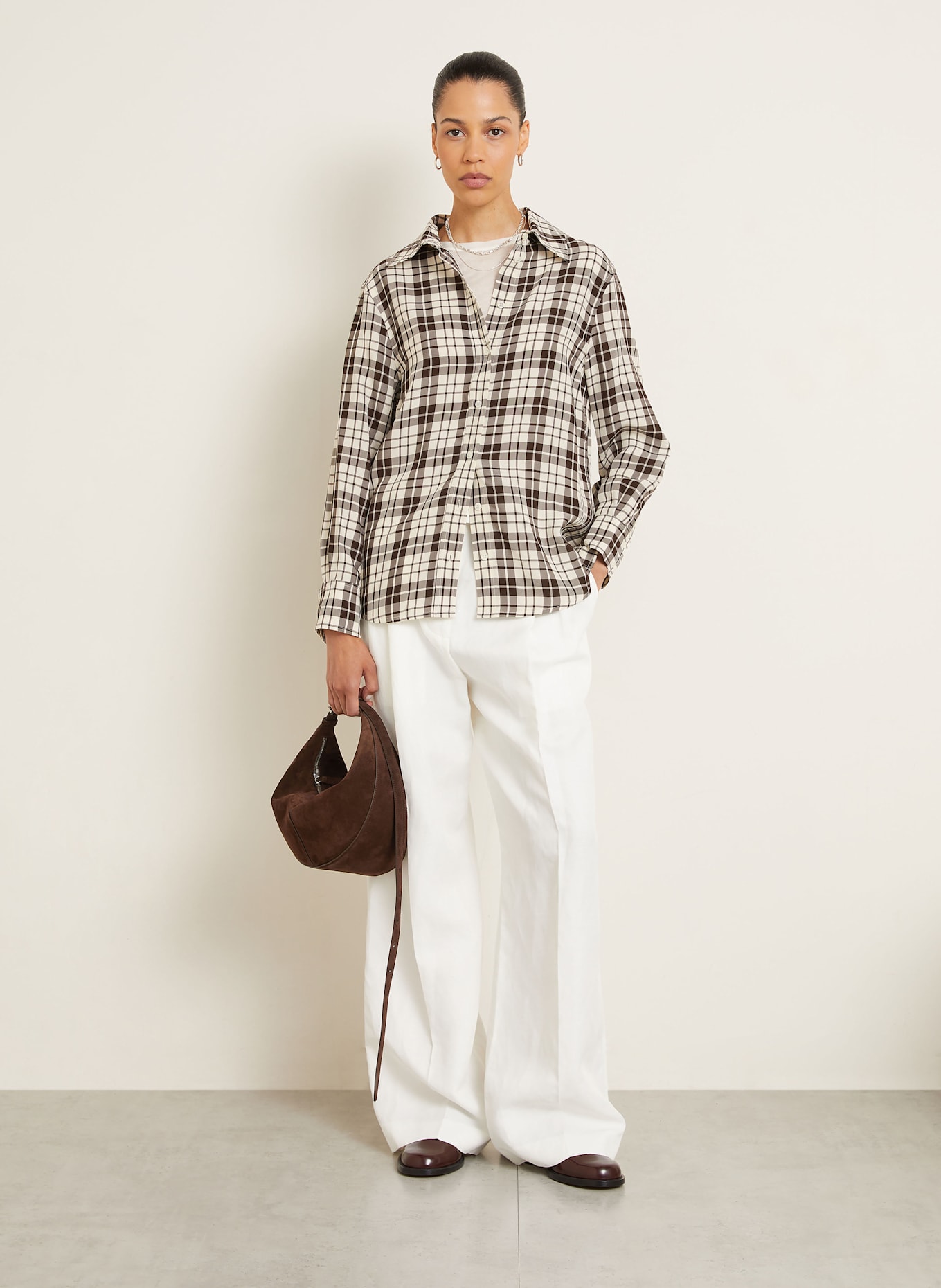 Proenza Schouler Koszula BRONWEN: KREMOWY / CIEMNOBRĄZOWY