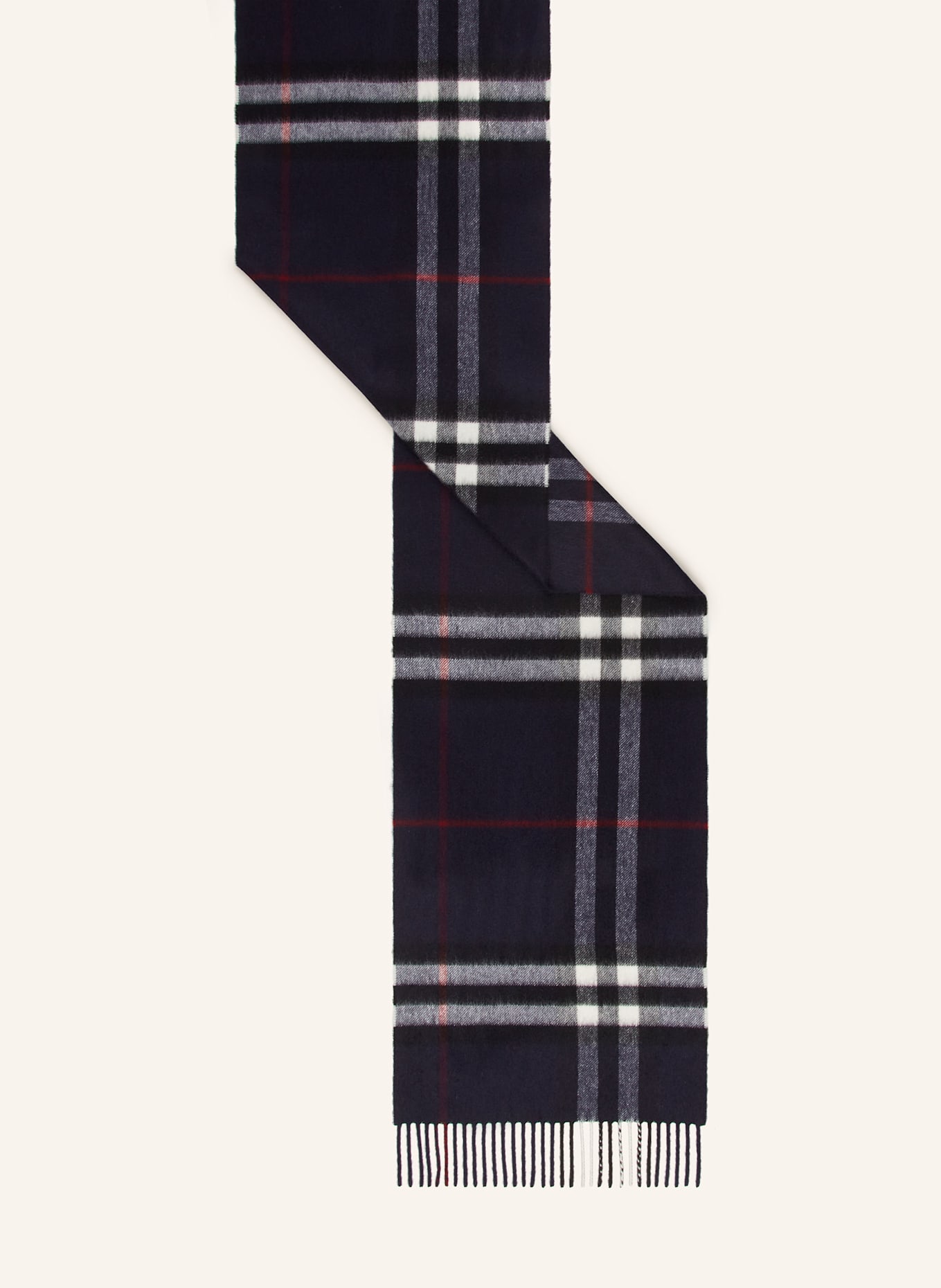 BURBERRY Cashmere-Schal: DUNKELBLAU / WEISS / ROT