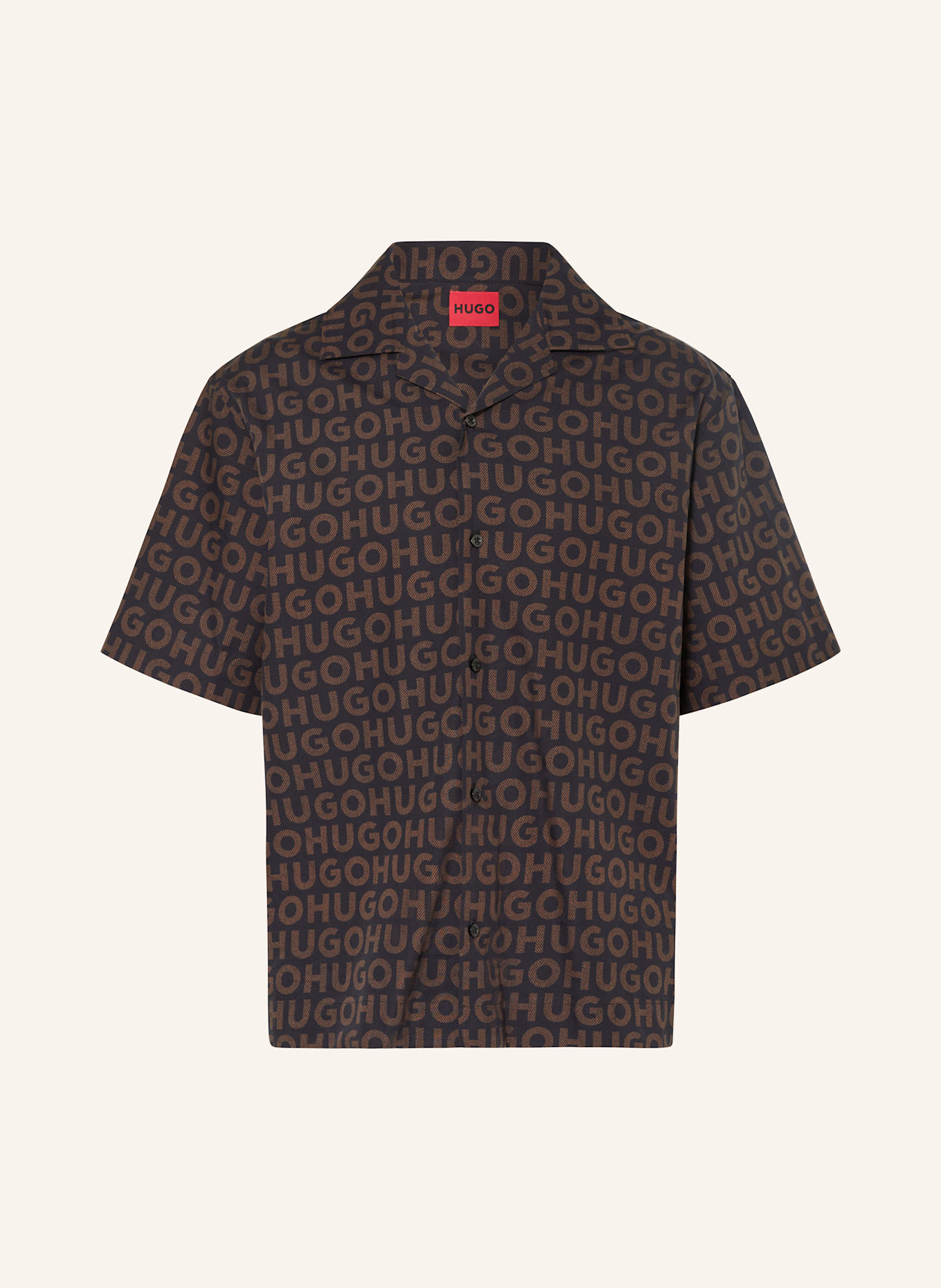 HUGO Resorthemd ESPINO Comfort Fit: SCHWARZ / BRAUN