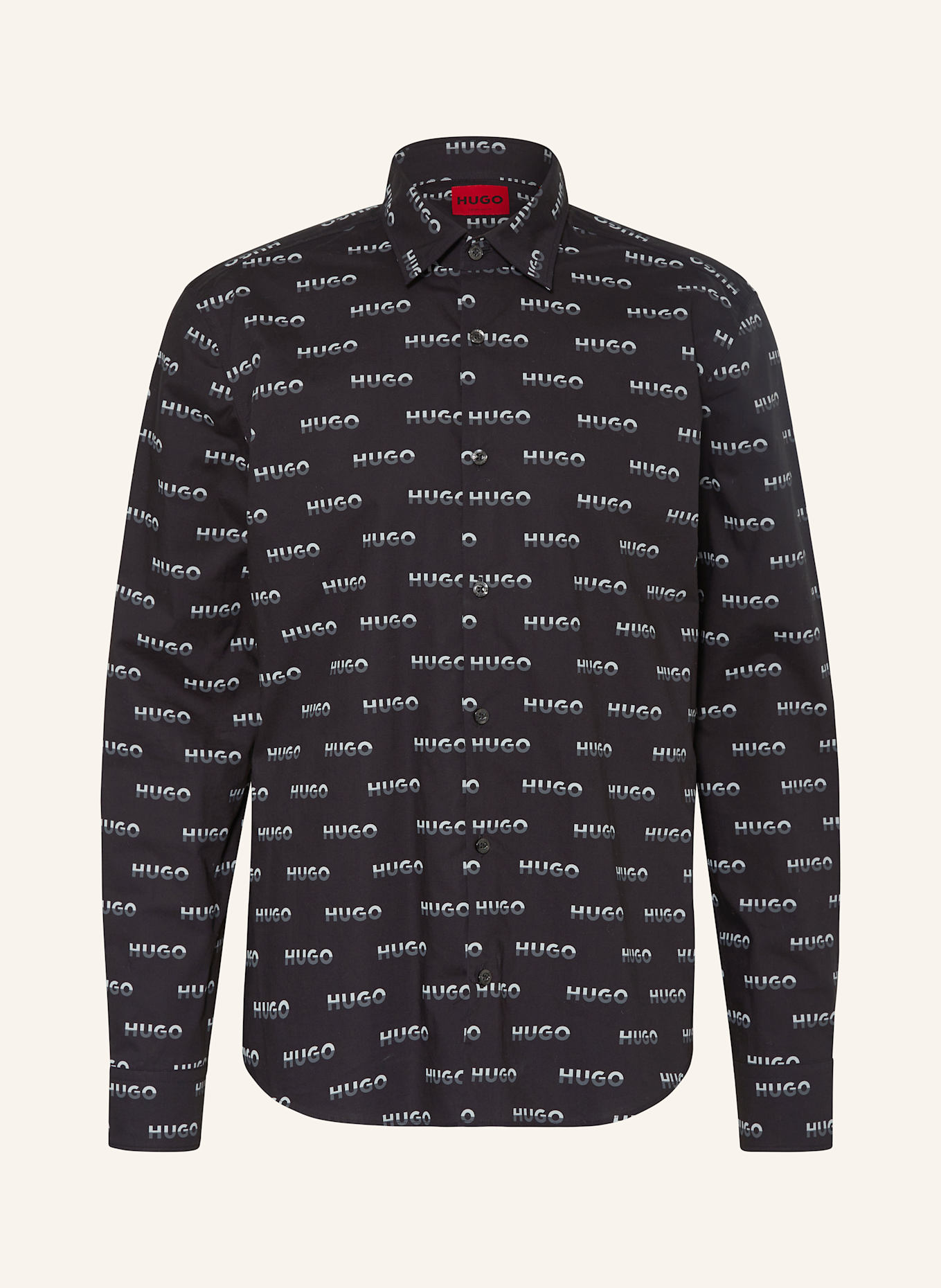 HUGO Hemd ERNO Casual Slim Fit: SCHWARZ / HELLGRAU / GRAU