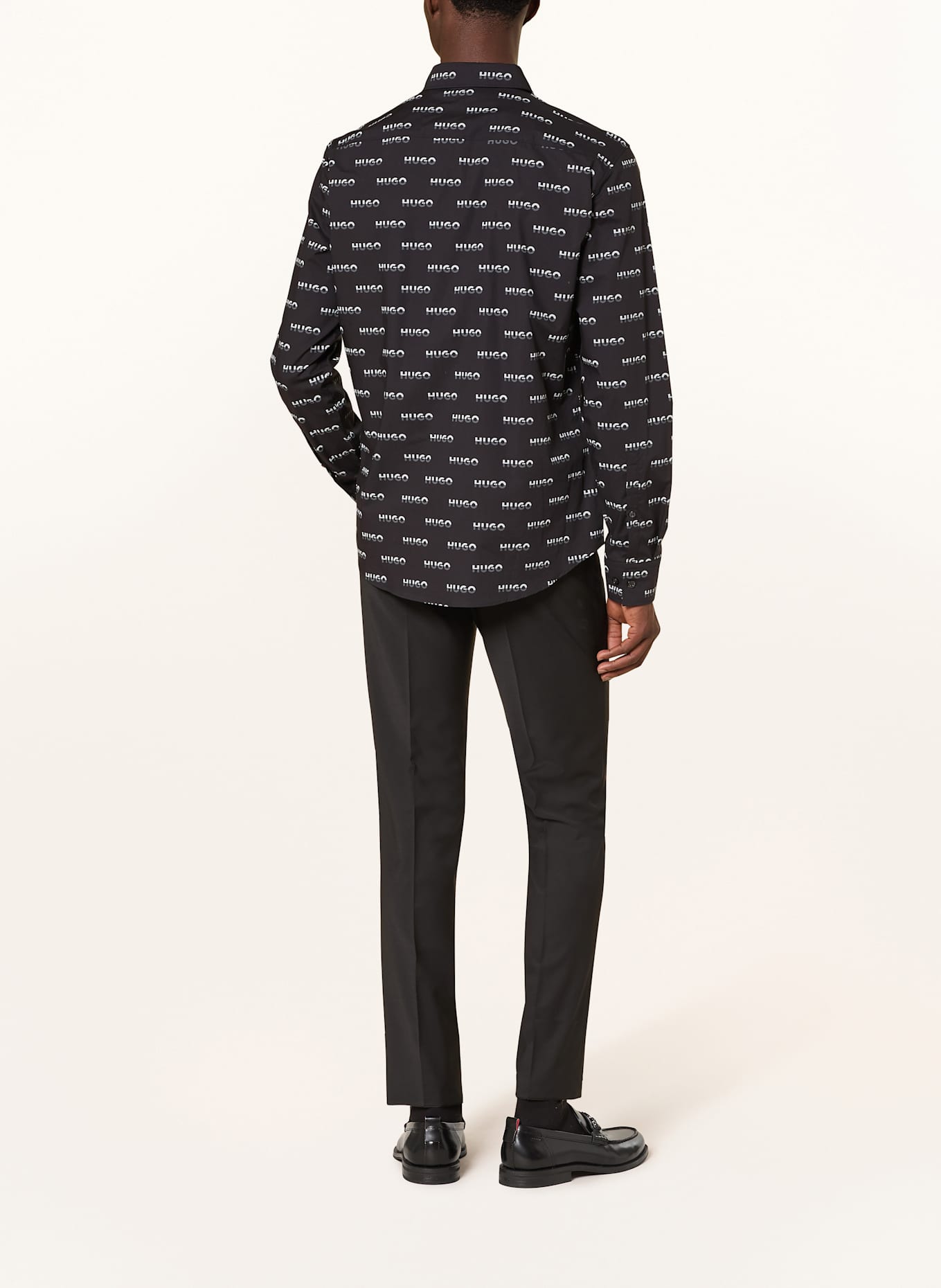 HUGO Hemd ERNO Casual Slim Fit: SCHWARZ / HELLGRAU / GRAU