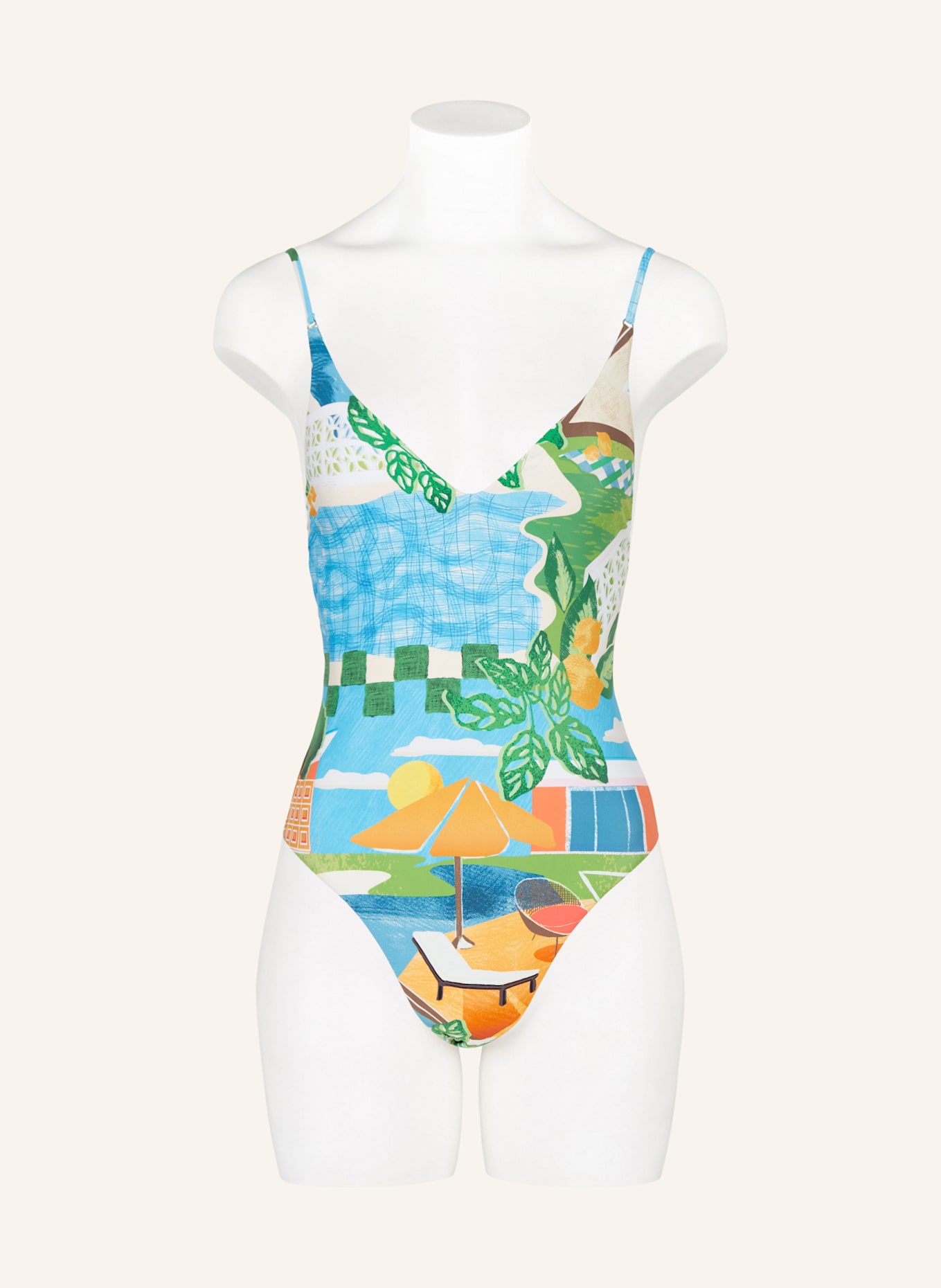 SEAFOLLY Badeanzug SUNSET: TÜRKIS / GRÜN / ORANGE