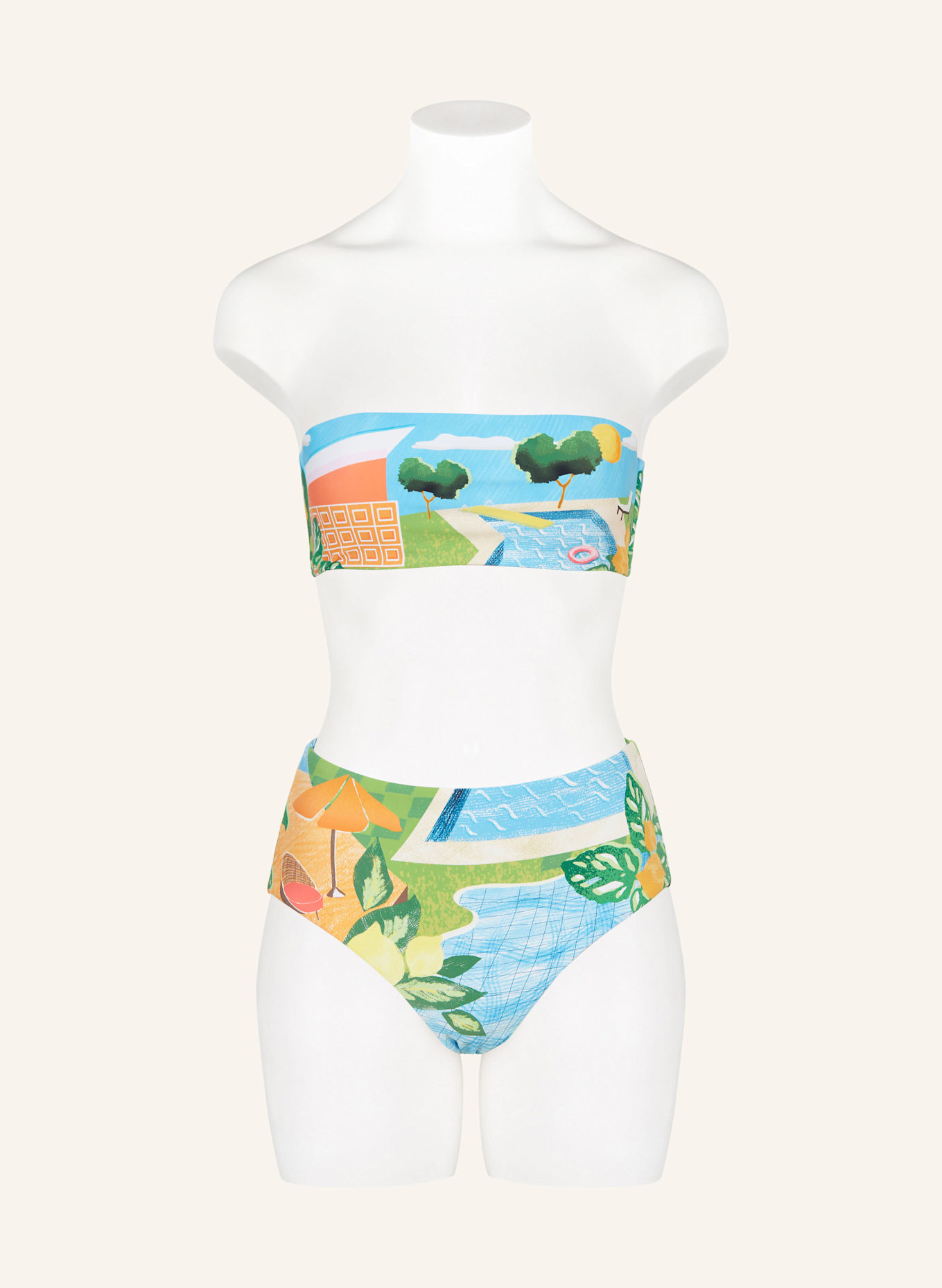 SEAFOLLY Bandeau-Bikini-Top SUNSET: HELLBLAU/ GRÜN/ ORANGE