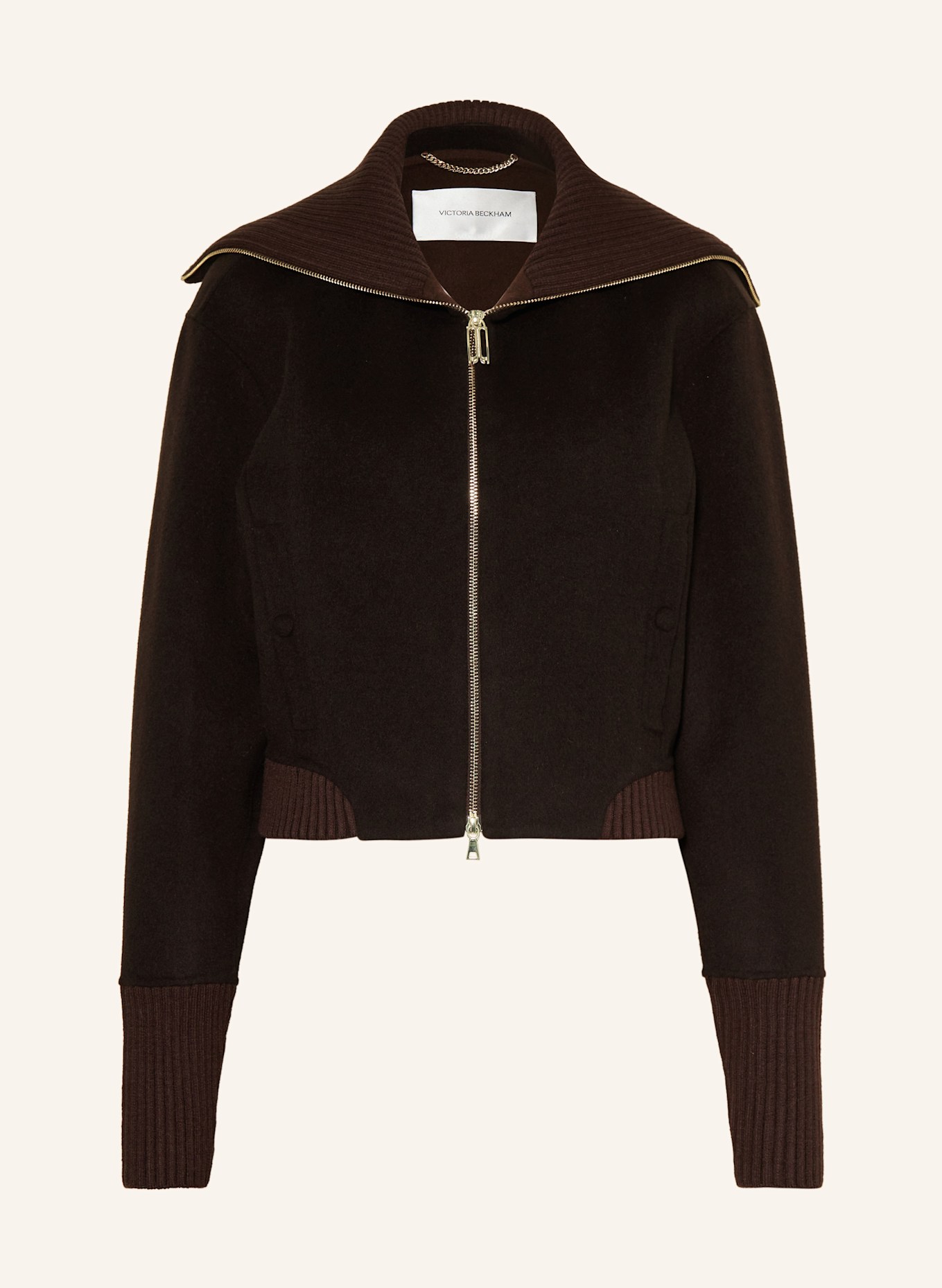 VICTORIA BECKHAM Bomber jacket made of wool: DARK BROWN