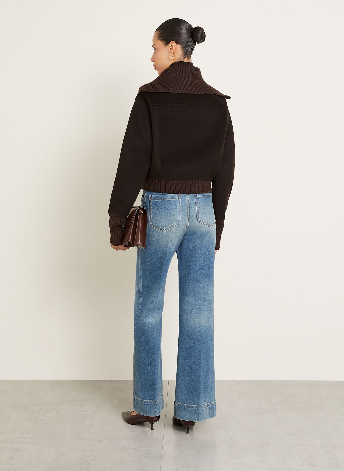VICTORIA BECKHAM Bomber jacket made of wool: DARK BROWN