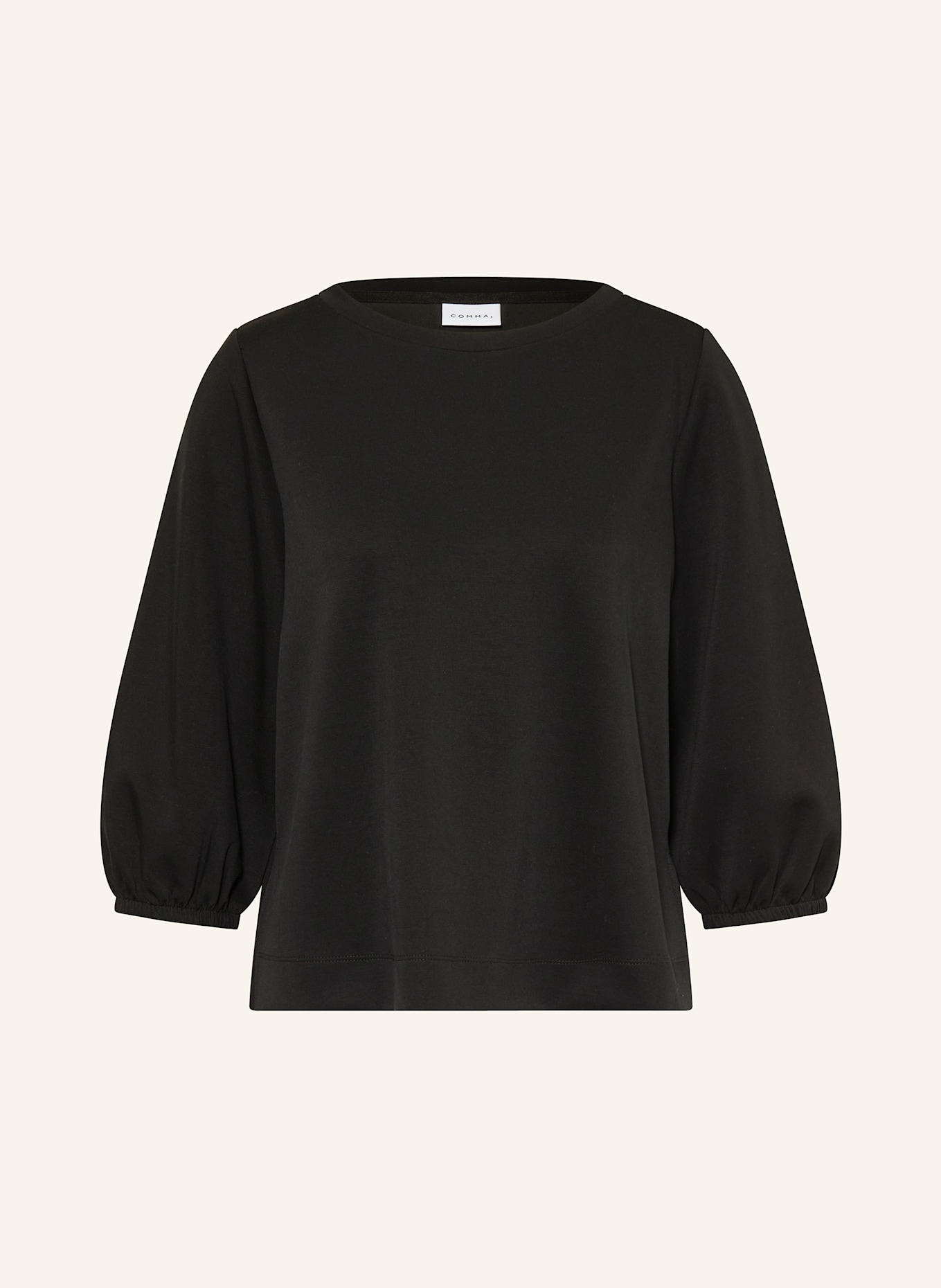 comma Sweatshirt with 3/4 sleeves: BLACK