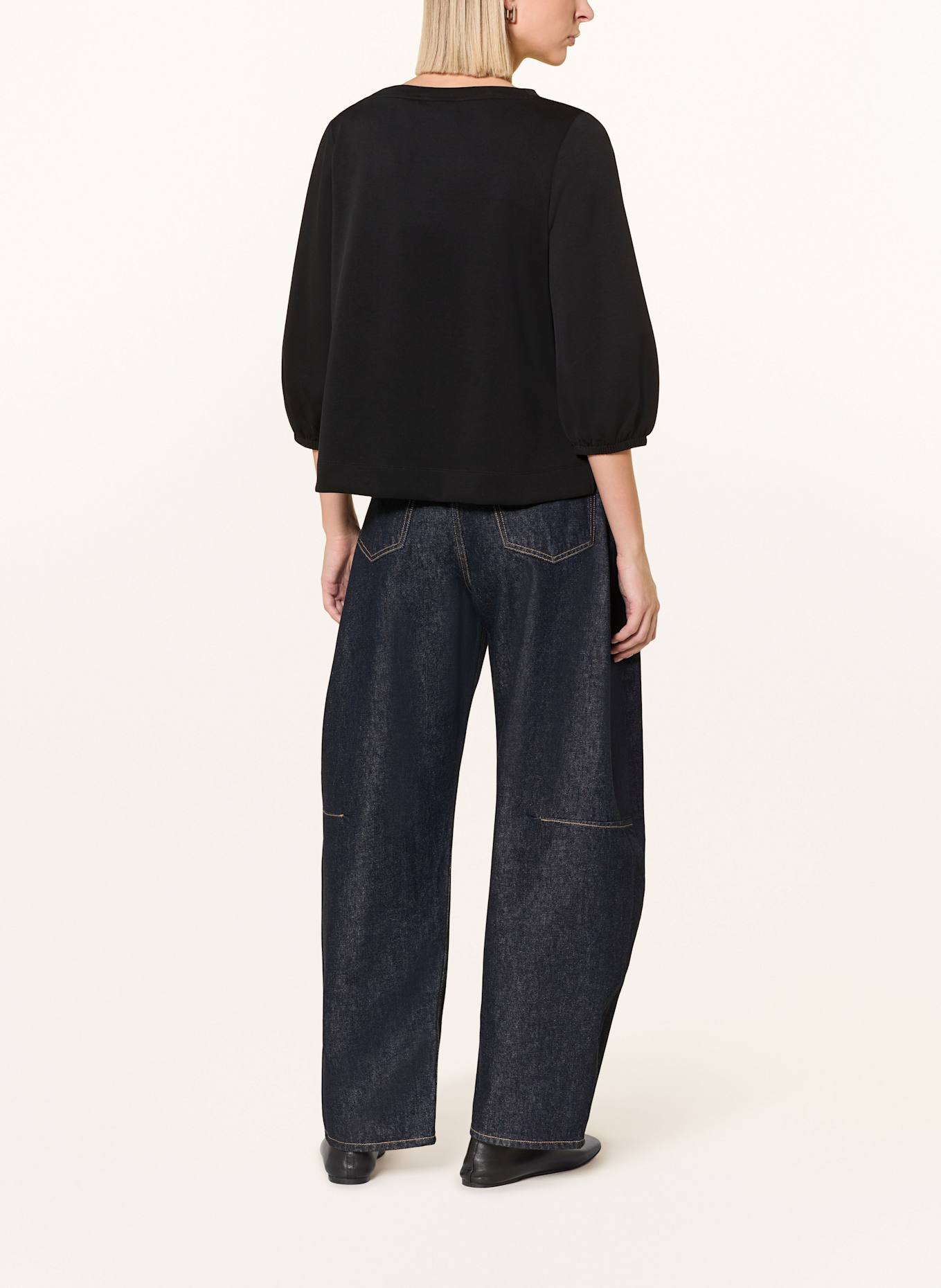 comma Sweatshirt with 3/4 sleeves: BLACK