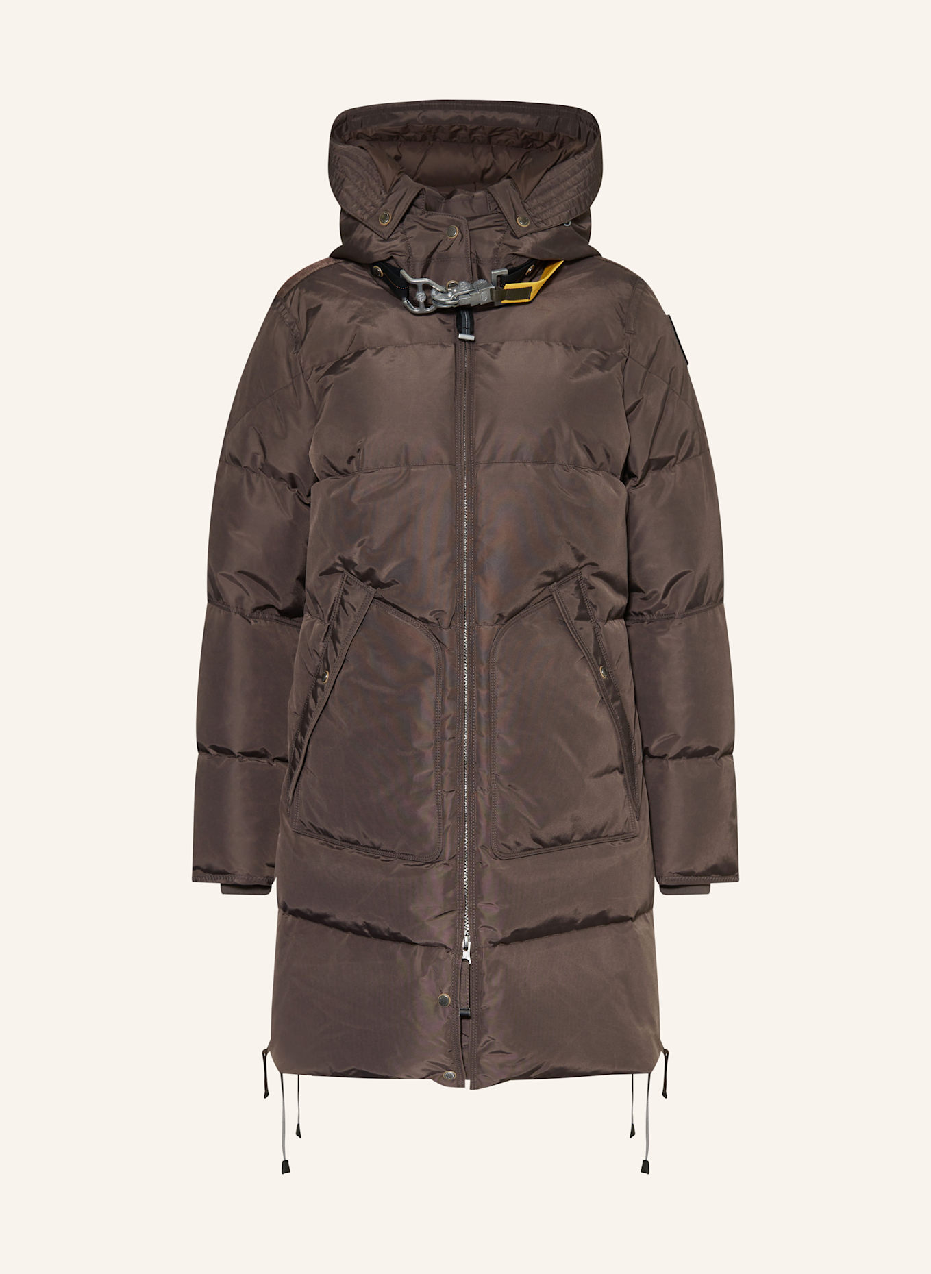 PARAJUMPERS Daunenmantel LONG BEAR mit abnehmbarer Kapuze: DUNKELBRAUN