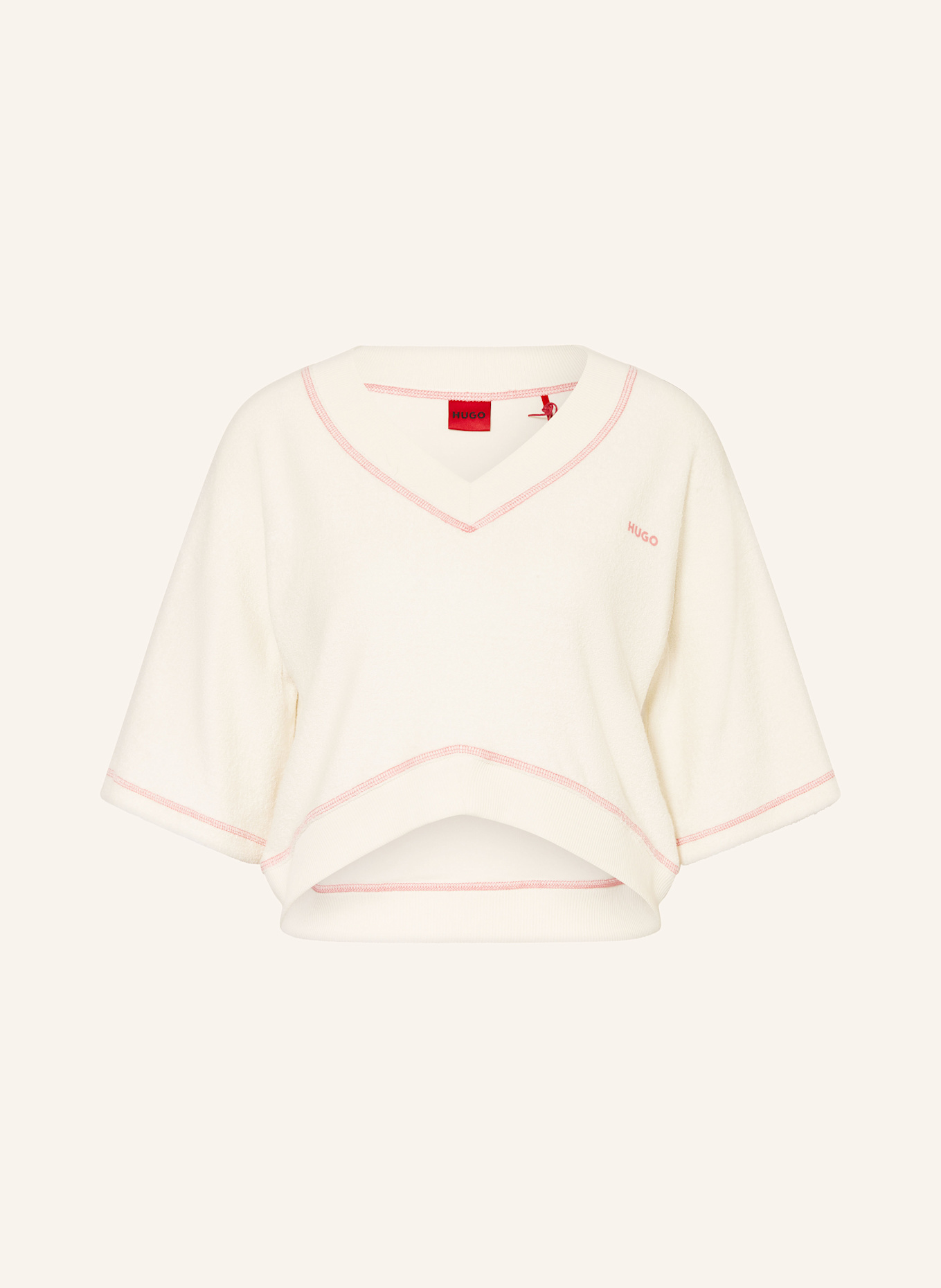 HUGO Lounge-Shirt NATY aus Frottee: ECRU