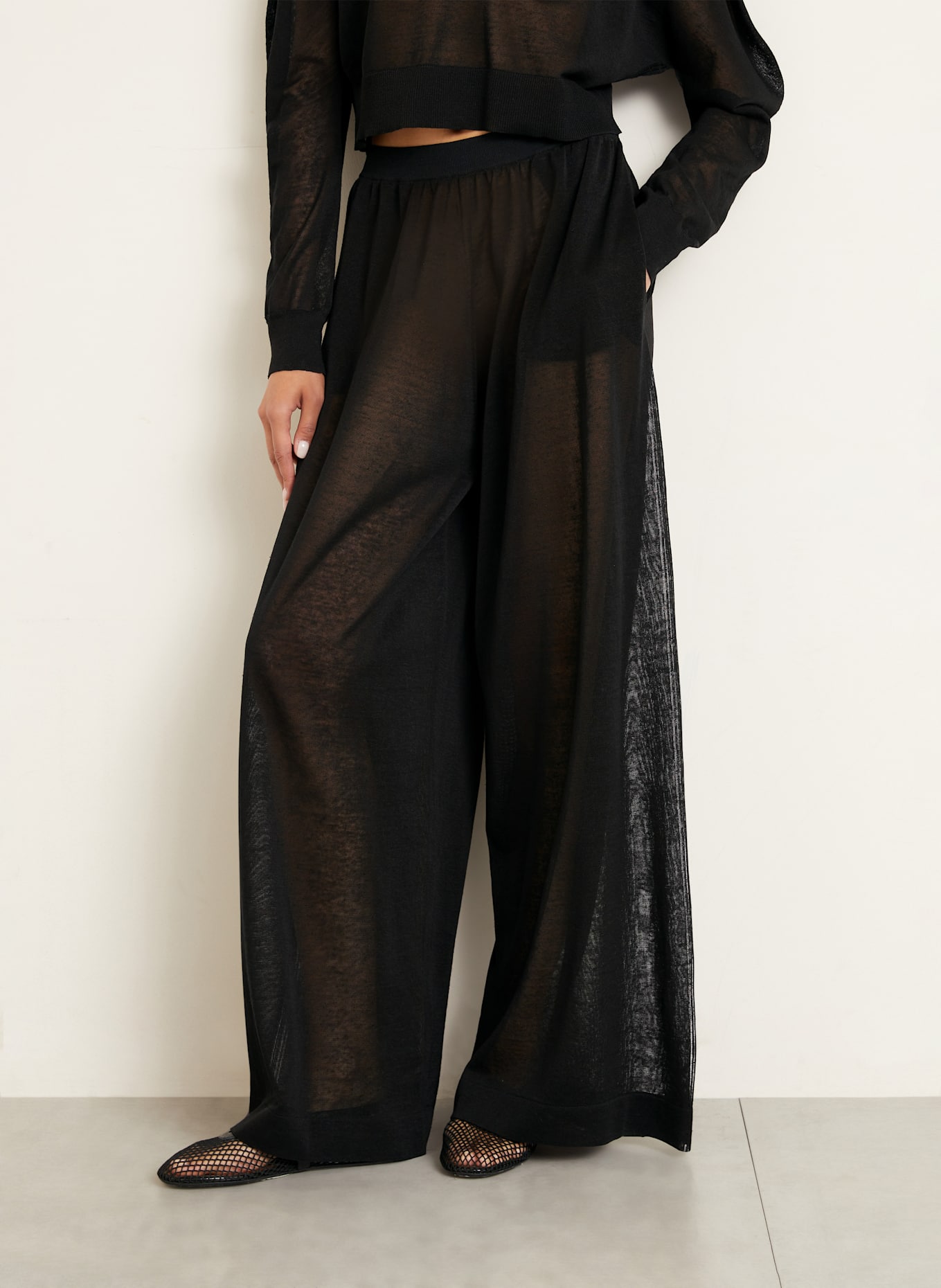 ALAÏA Strickhose aus Leinen: SCHWARZ