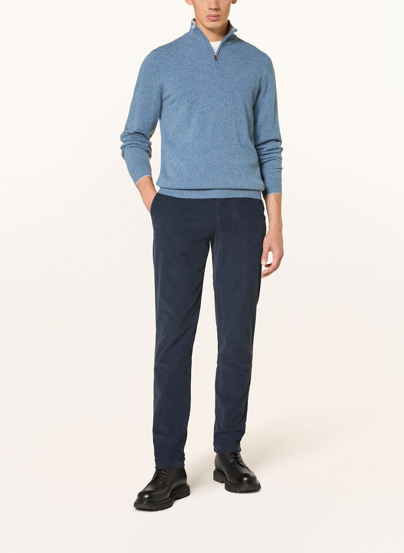 FEDELI Troyer mit Cashmere: BLAUGRAU