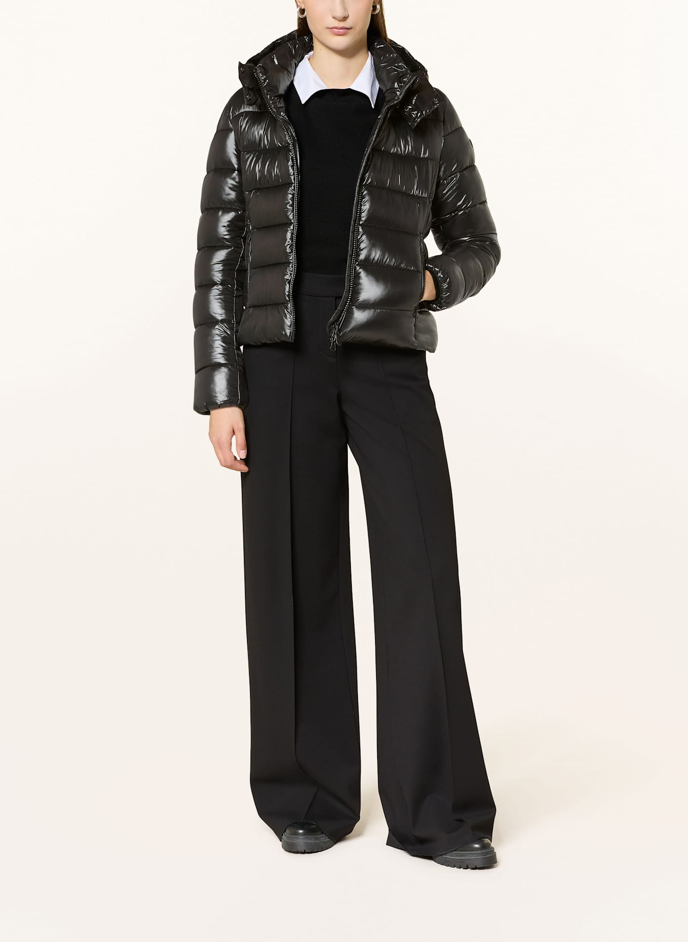 SAVE THE DUCK Steppjacke COSMARY mit abnehmbarer Kapuze: SCHWARZ