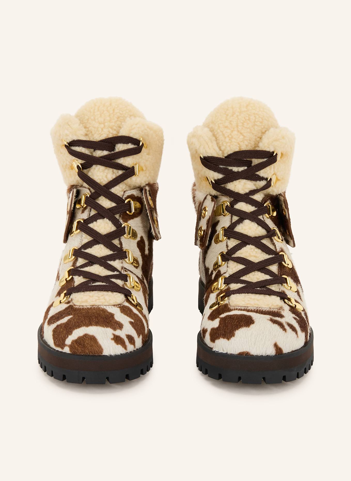 ODISSì Schnürboots HEIDI: CREME / DUNKELBRAUN / BEIGE