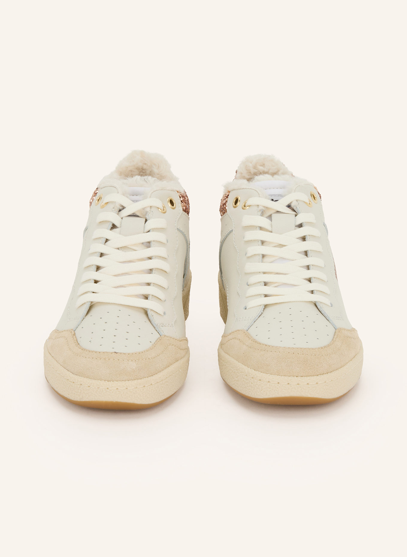 Blauer Hightop-Sneaker OLYMPIA13 mit Pailetten: CREME / ECRU