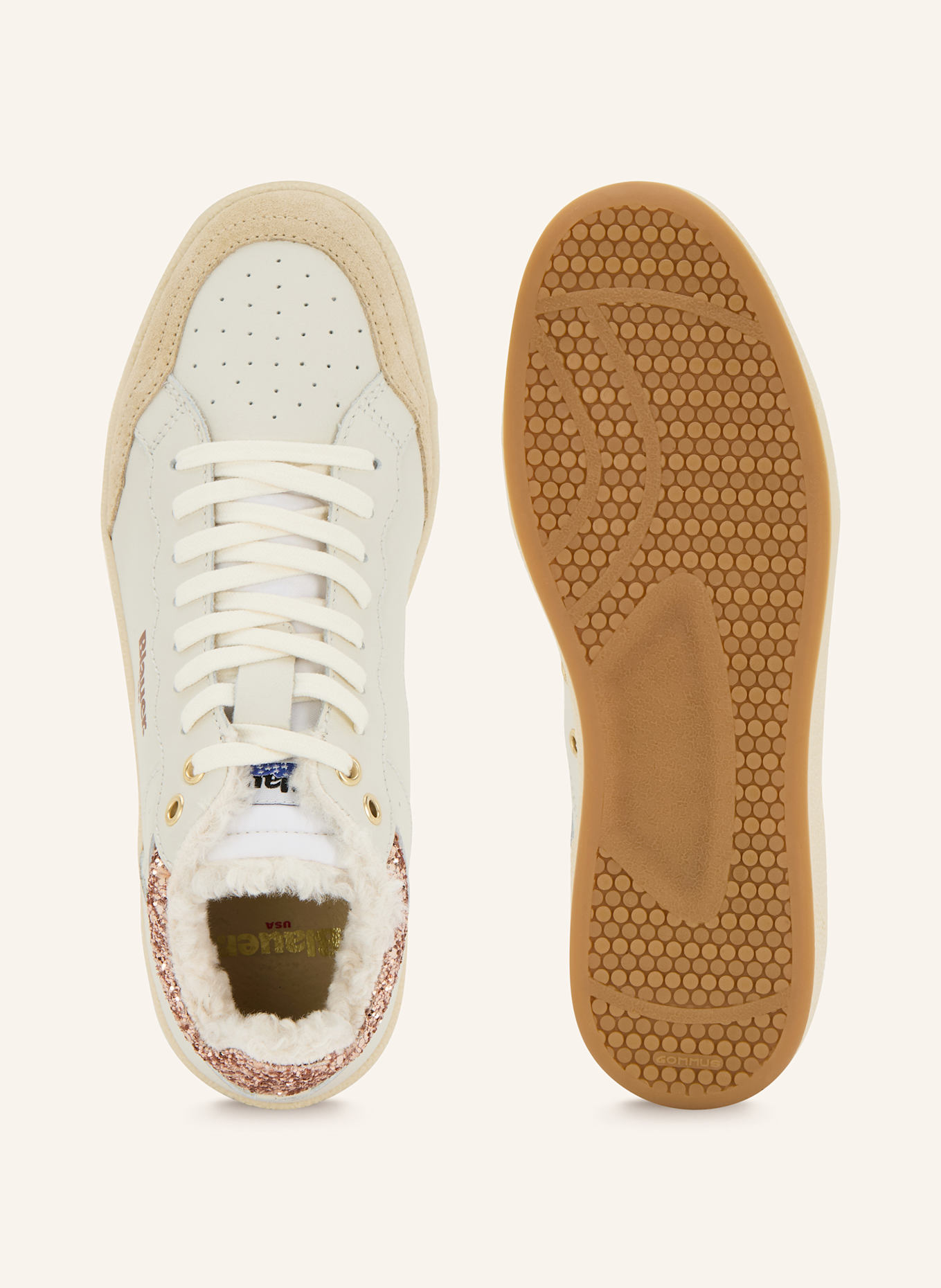 Blauer Hightop-Sneaker OLYMPIA13 mit Pailetten: CREME / ECRU