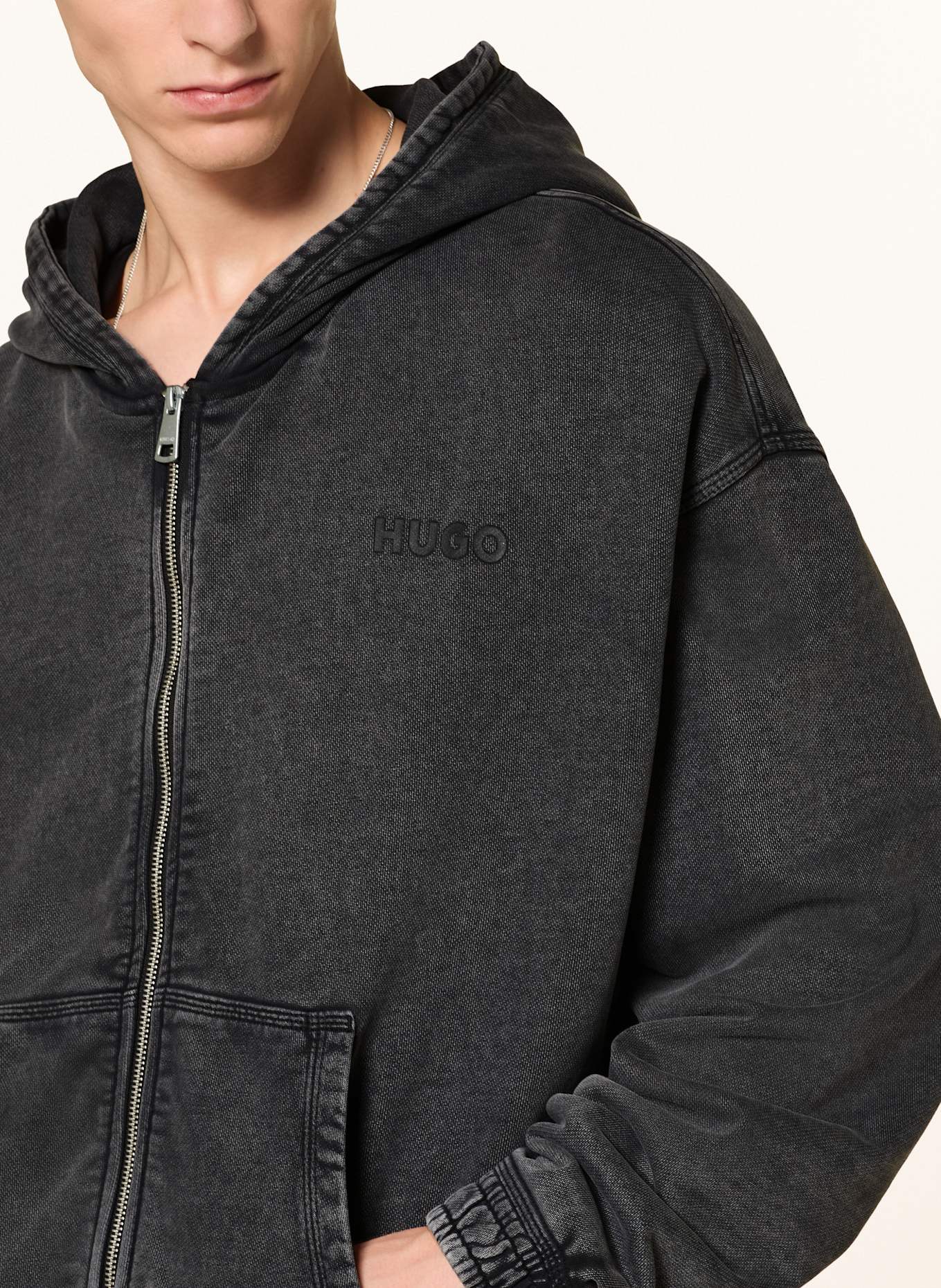 HUGO BLUE Sweat jacket NEBUDI: BLACK