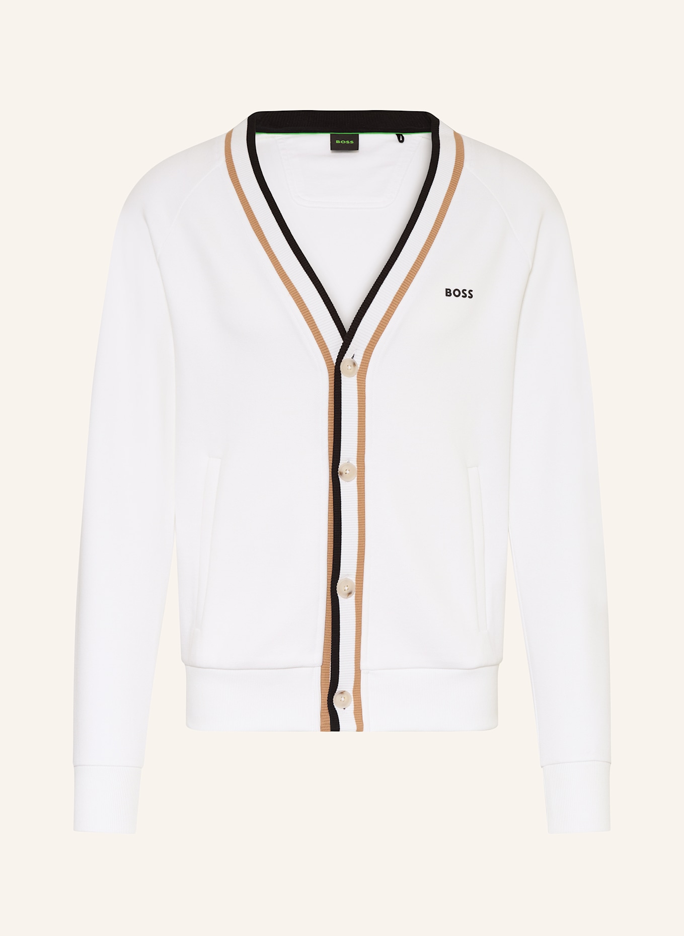 BOSS Jacke SARDIGAN: WEISS / SCHWARZ / BEIGE