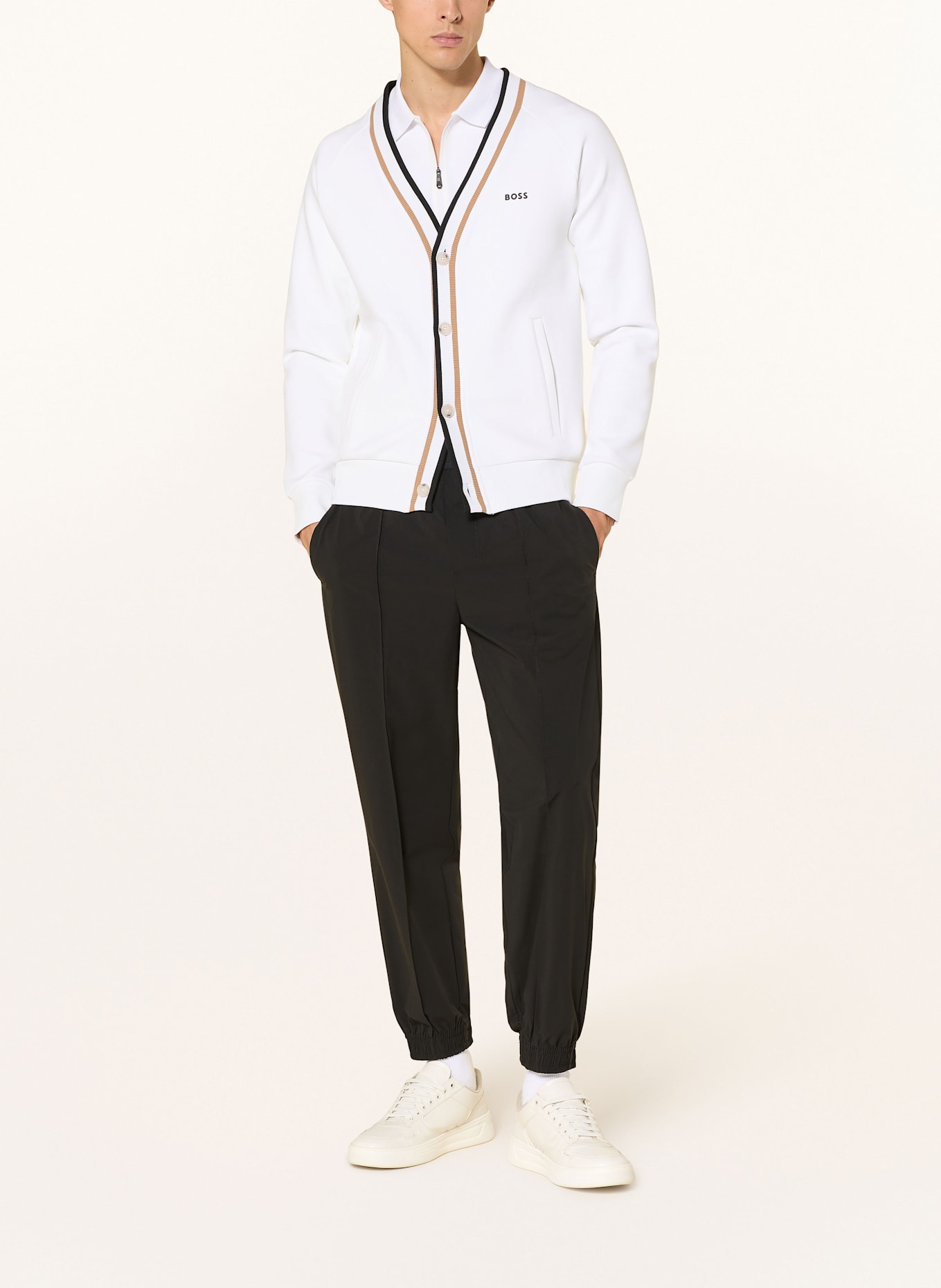 BOSS Jacke SARDIGAN: WEISS / SCHWARZ / BEIGE