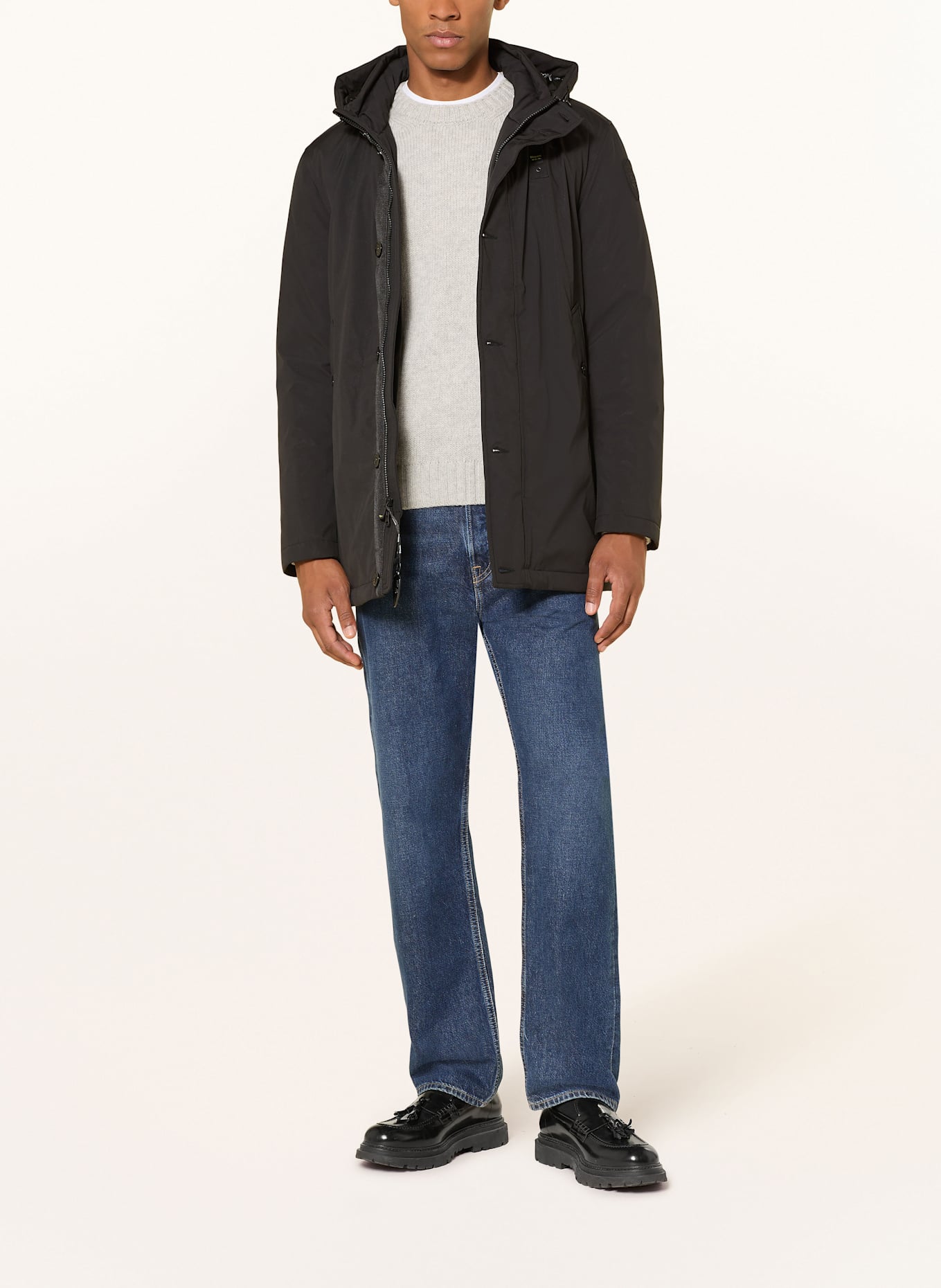 Blauer Daunenparka CHESTER mit abnehmbarer Kapuze: SCHWARZ