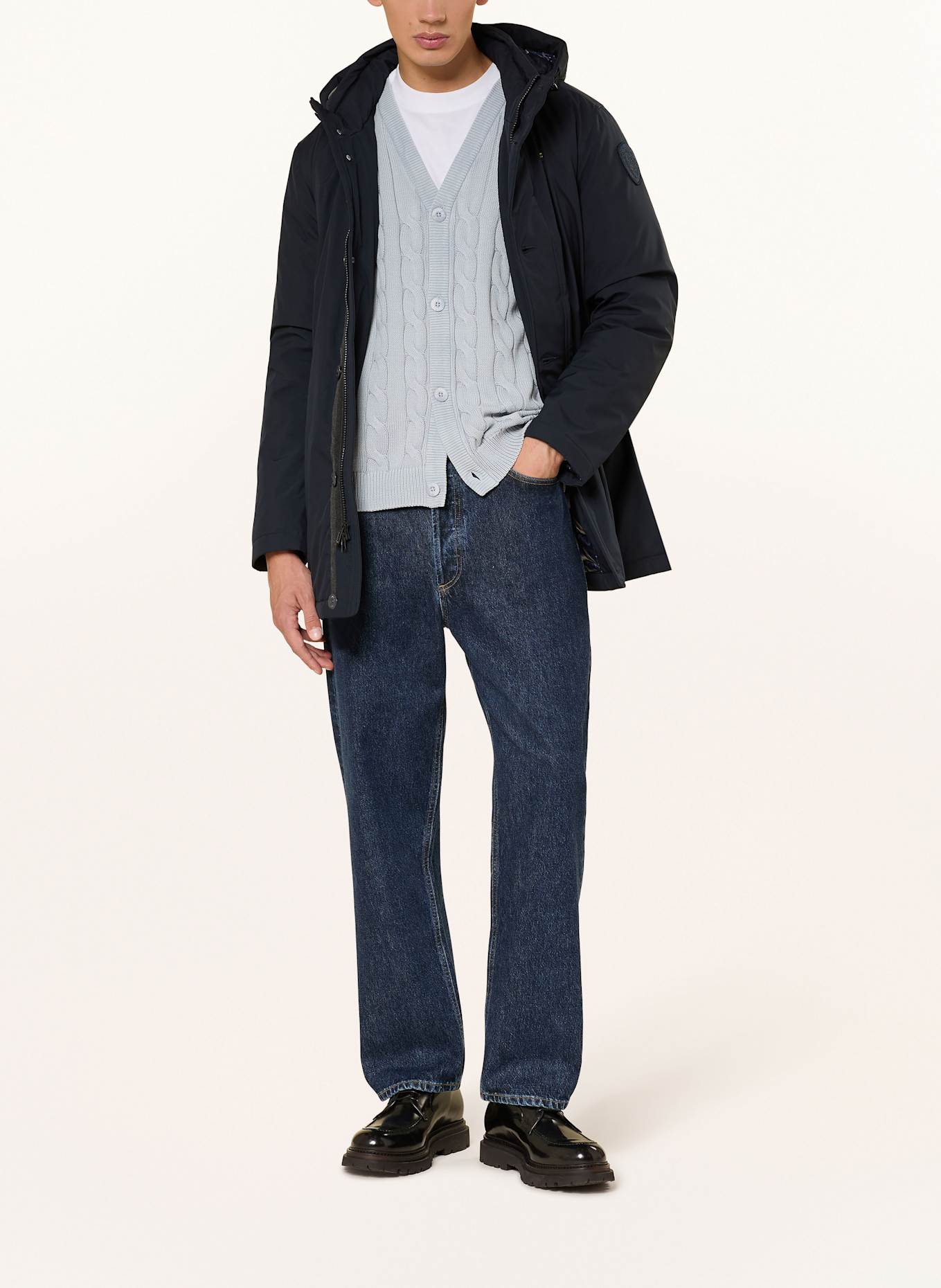 Blauer Daunenparka CHESTER mit abnehmbarer Kapuze: DUNKELBLAU