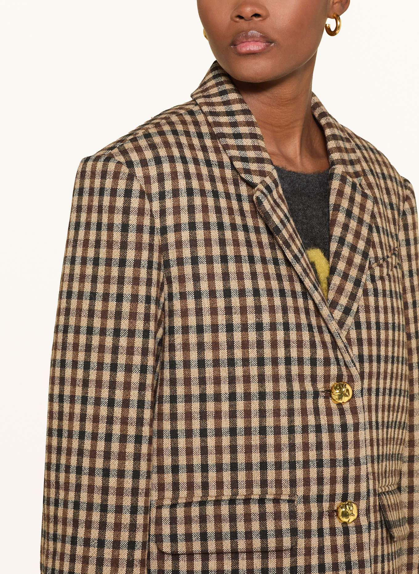 GANNI Oversized-Blazer: HELLBRAUN / DUNKELBRAUN / BRAUN