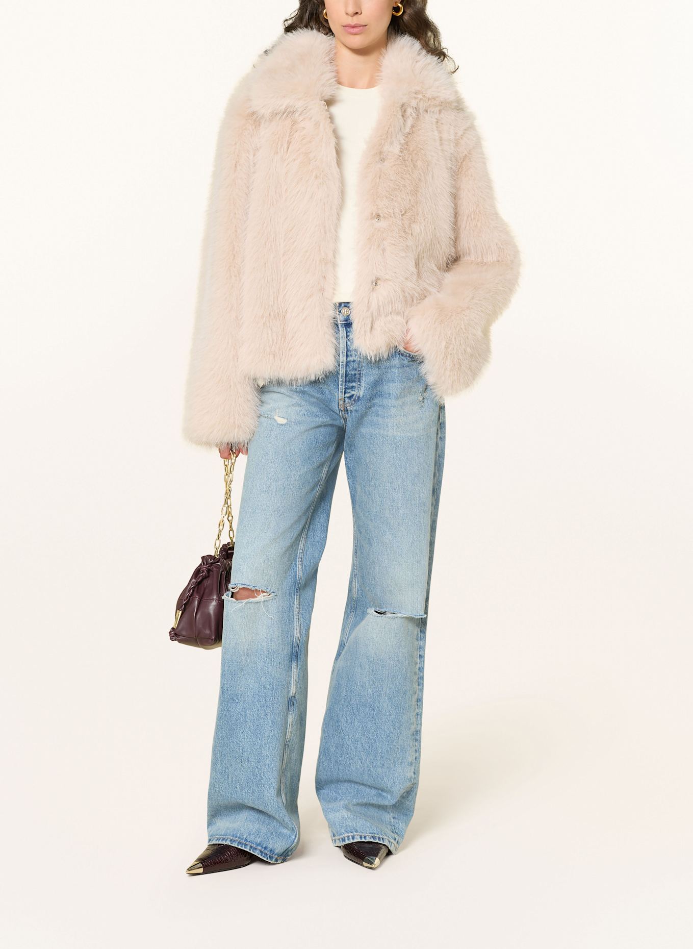 MRS & HUGS Kunstfell-Jacke: CREME