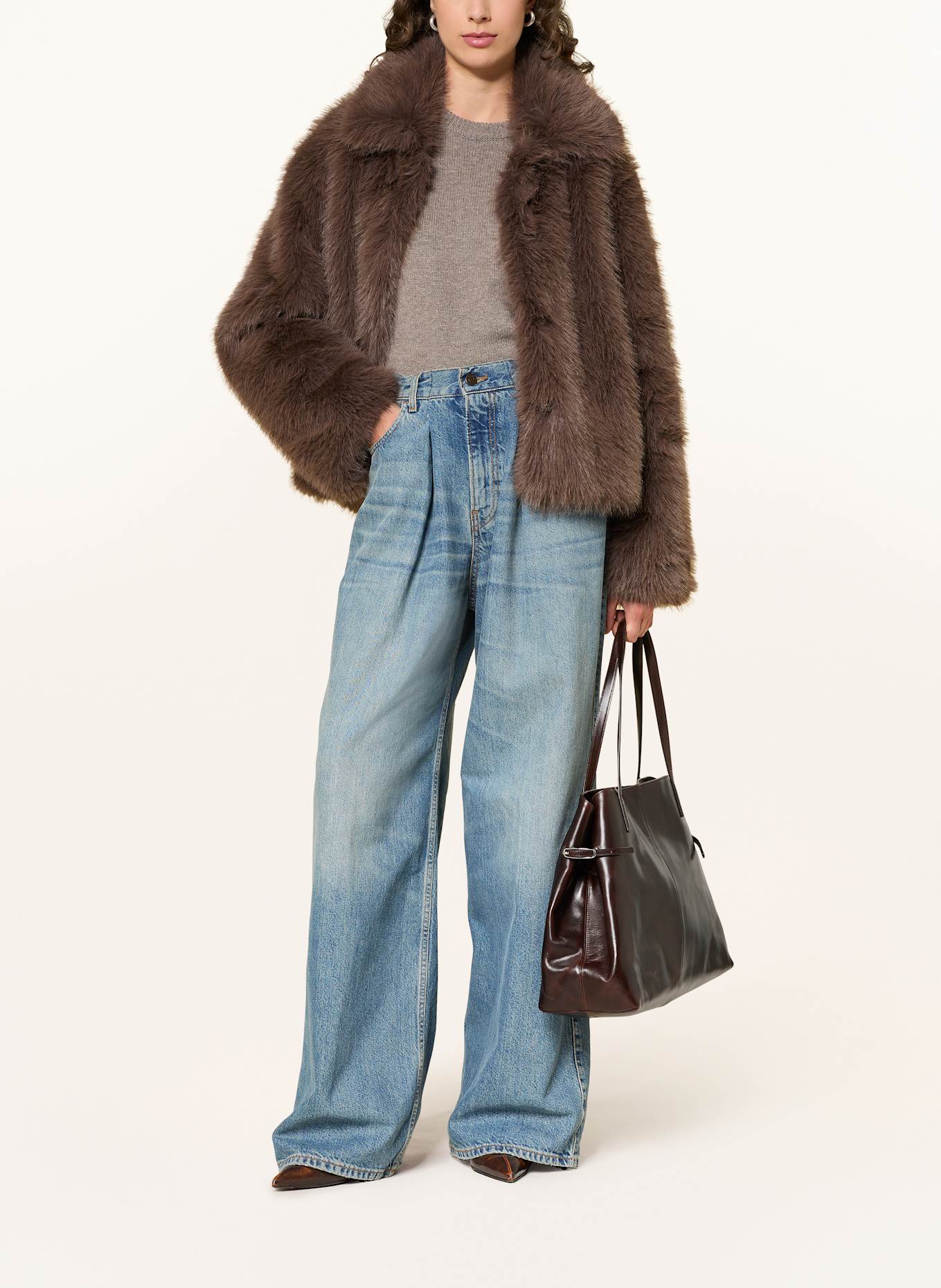 MRS & HUGS Kunstfell-Jacke: BRAUN