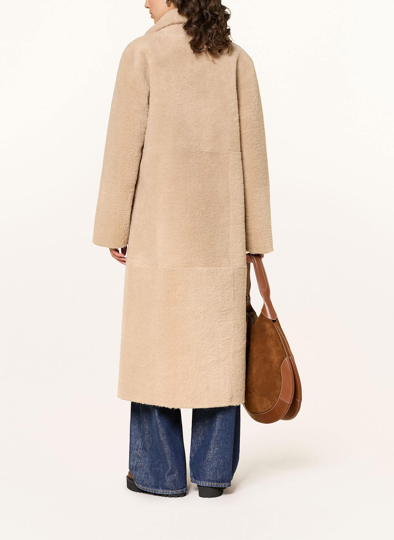 MRS & HUGS Kunstfell-Mantel: HELLBRAUN