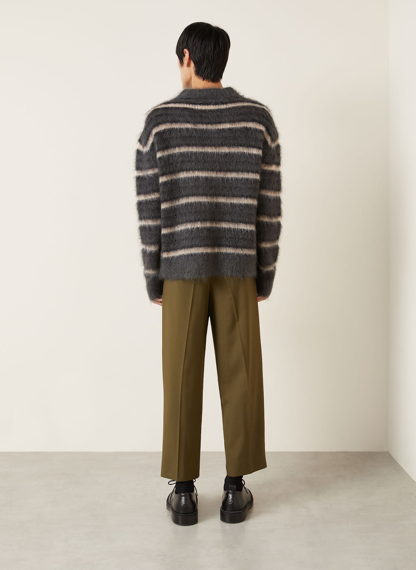 MARNI Mohair-Pullover: DUNKELGRAU / NUDE