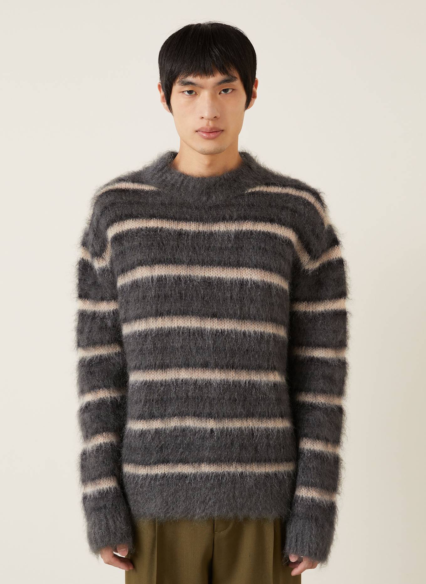 MARNI Mohair-Pullover: DUNKELGRAU / NUDE