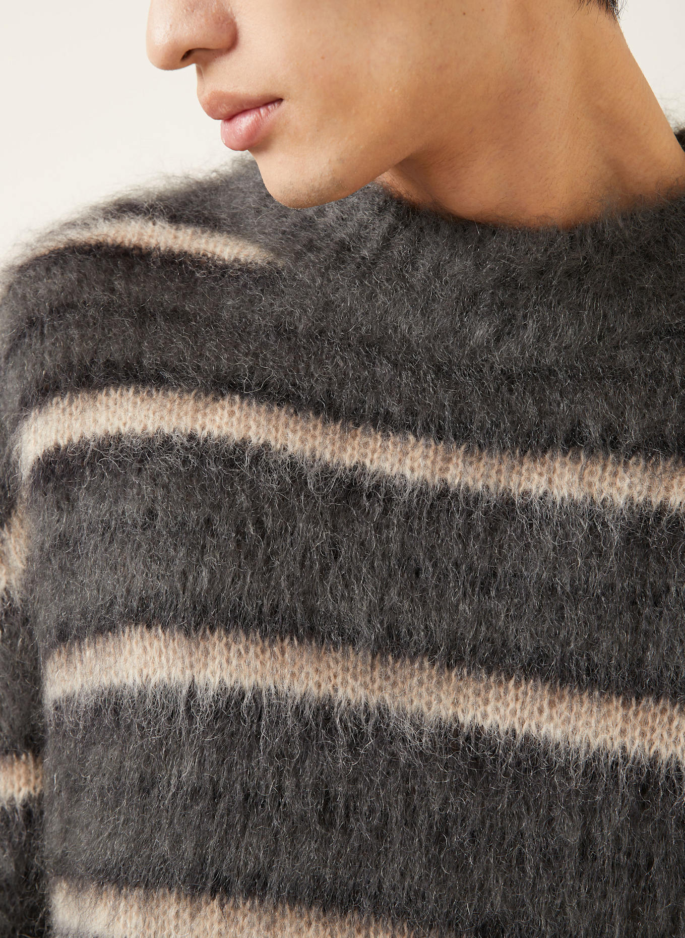 MARNI Mohair-Pullover: DUNKELGRAU / NUDE
