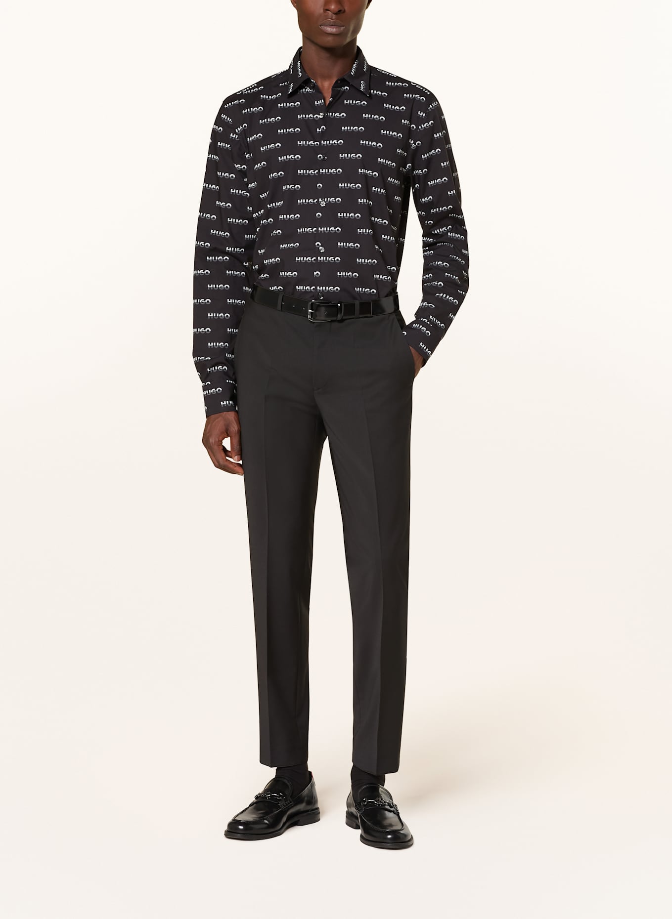 HUGO Spodnie garniturowe HESTEN slim fit: CZARNY