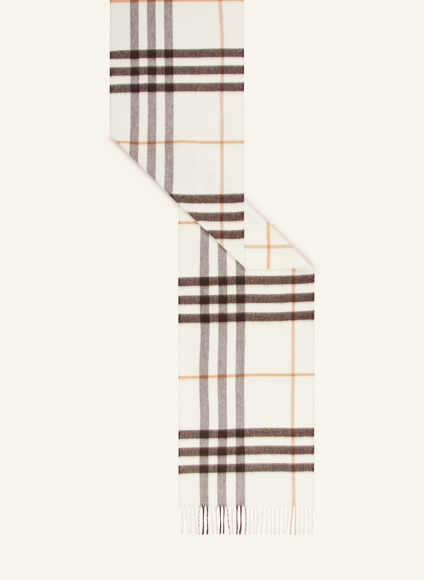 BURBERRY Cashmere-Schal: ECRU / DUNKELBRAUN / BRAUN