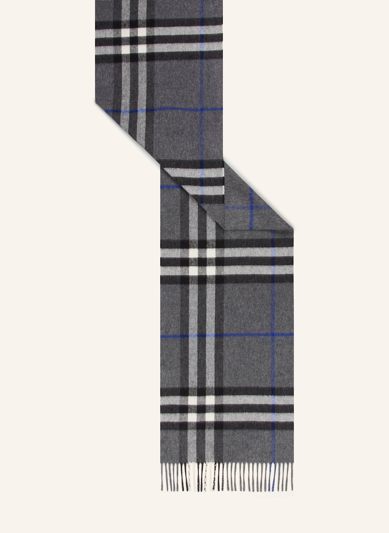 BURBERRY Kaszmirowy szal: SZARY / CZARNY / BIAŁY