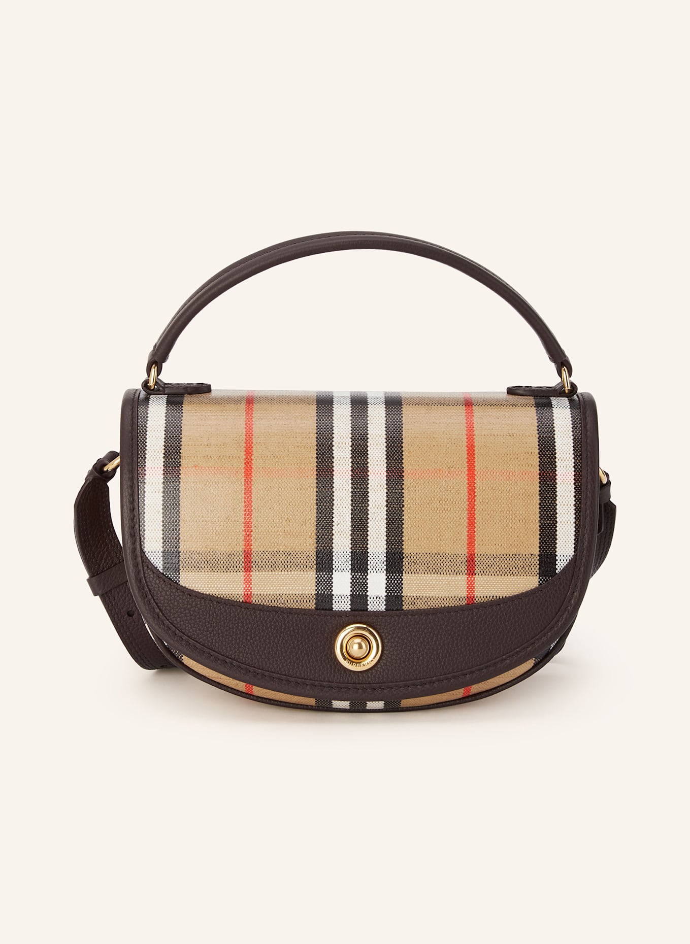 BURBERRY Umhängetasche HIGHLANDS: BEIGE / SCHWARZ / ROT