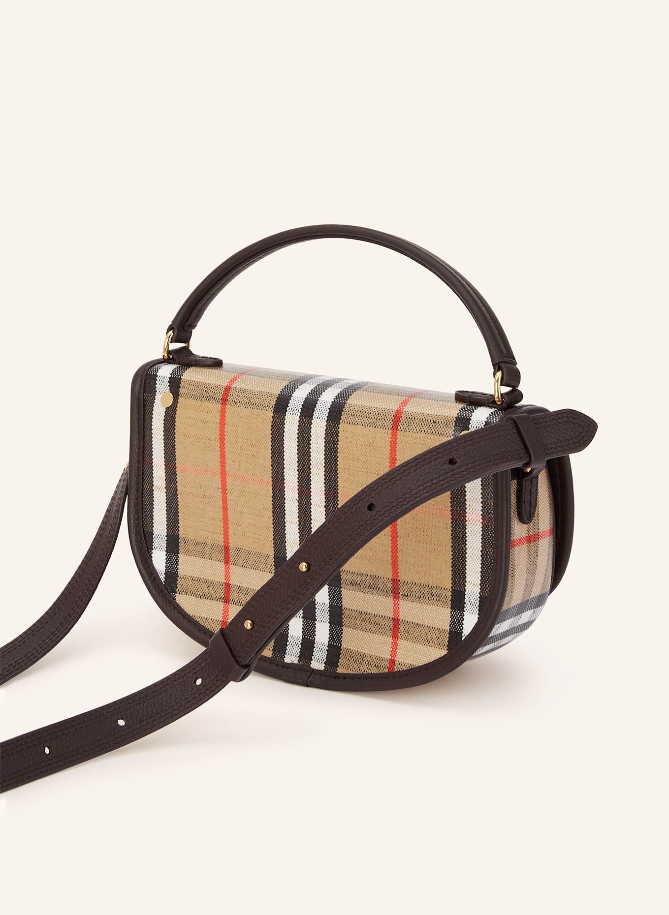 BURBERRY Umhängetasche HIGHLANDS: BEIGE / SCHWARZ / ROT