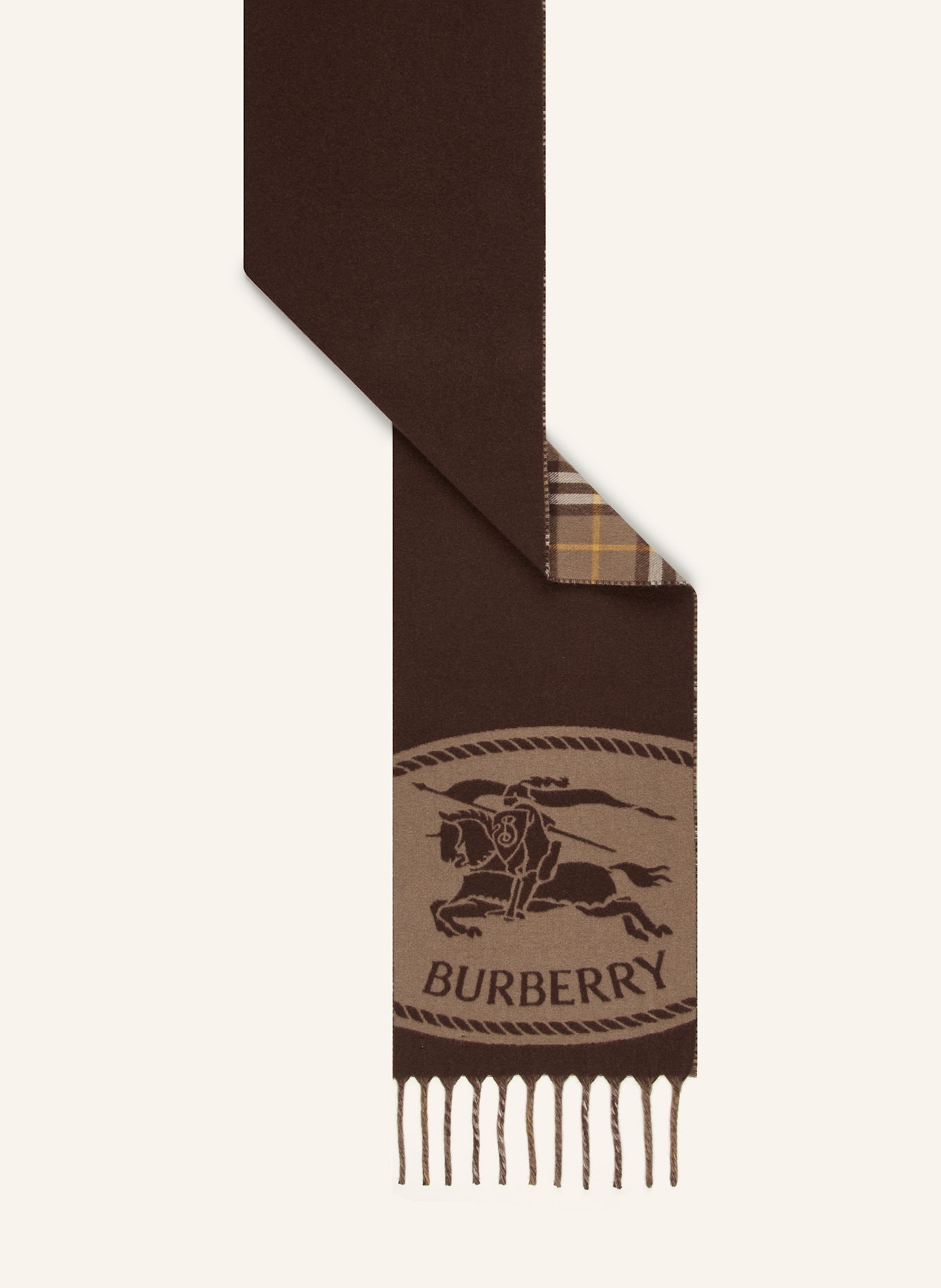 BURBERRY Kaszmirowy szal: CIEMNOBRĄZOWY / JASNOBRĄZOWY / ŻÓŁTY