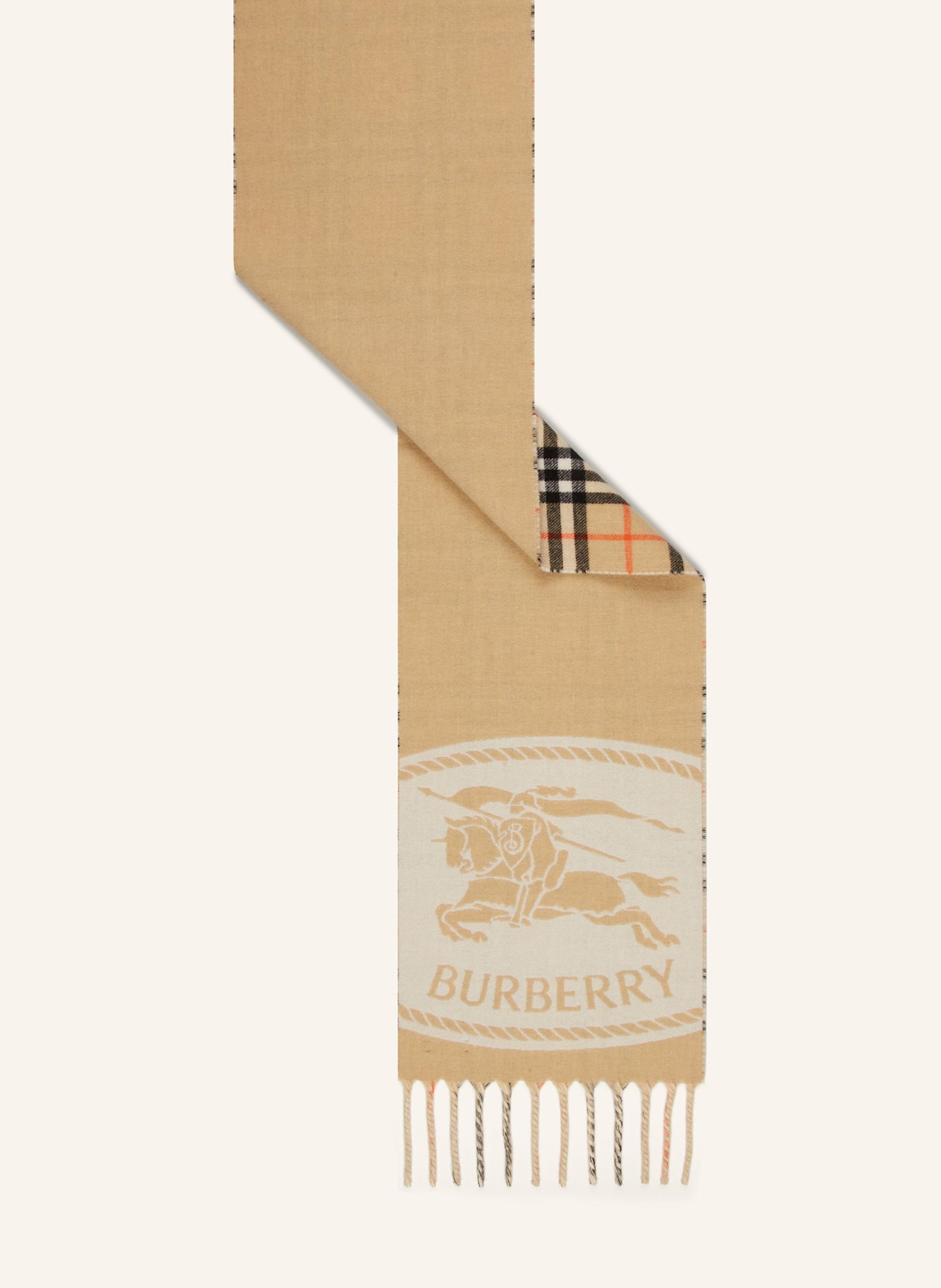 BURBERRY Cashmere-Schal: HELLBRAUN / SCHWARZ / ORANGE