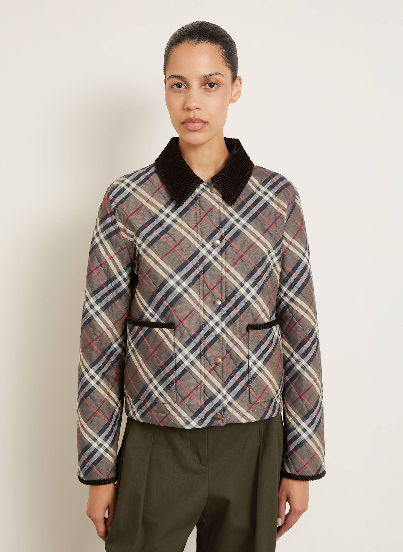 BURBERRY Steppjacke OLDHAM: DUNKELBRAUN / GRAU / CREME