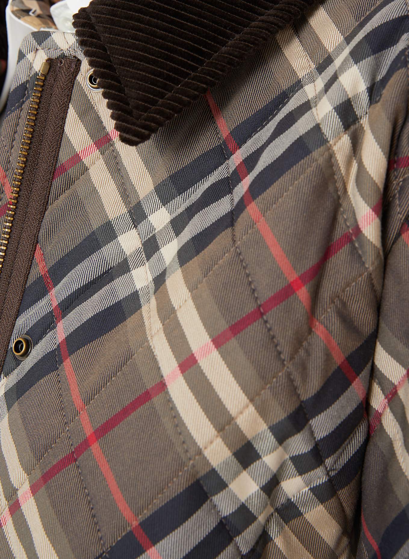 BURBERRY Steppjacke OLDHAM: DUNKELBRAUN / GRAU / CREME