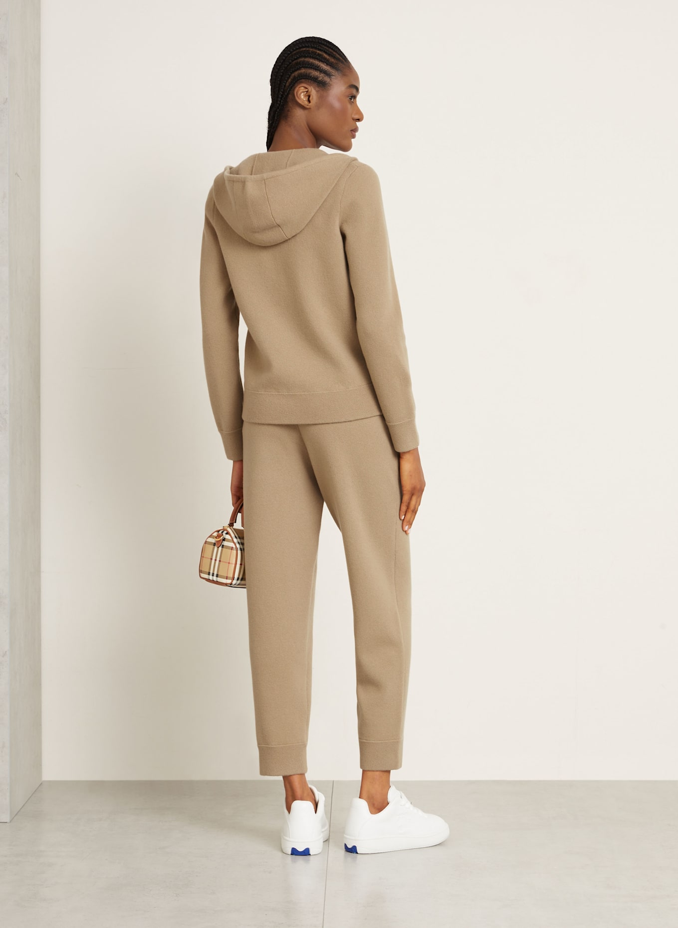 BURBERRY Spodnie z dzianiny z kaszmiru: CAMELOWY