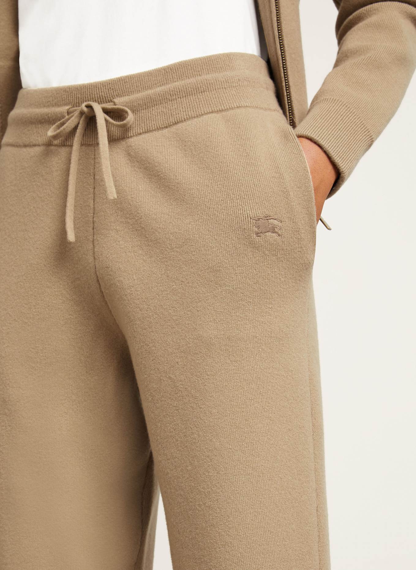 BURBERRY Spodnie z dzianiny z kaszmiru: CAMELOWY