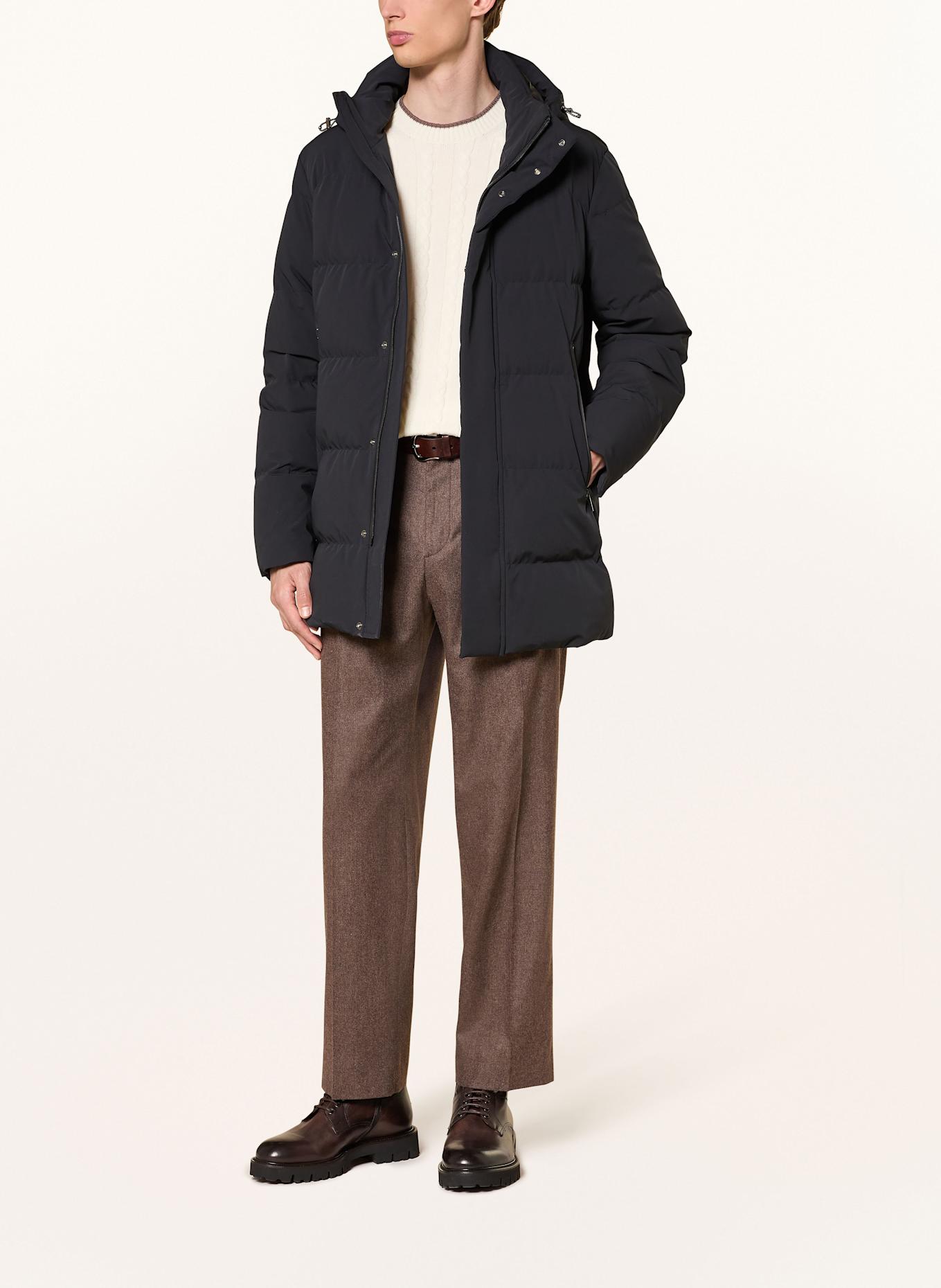 PAUL & SHARK Daunenmantel mit abnehmbarer Kapuze: SCHWARZ