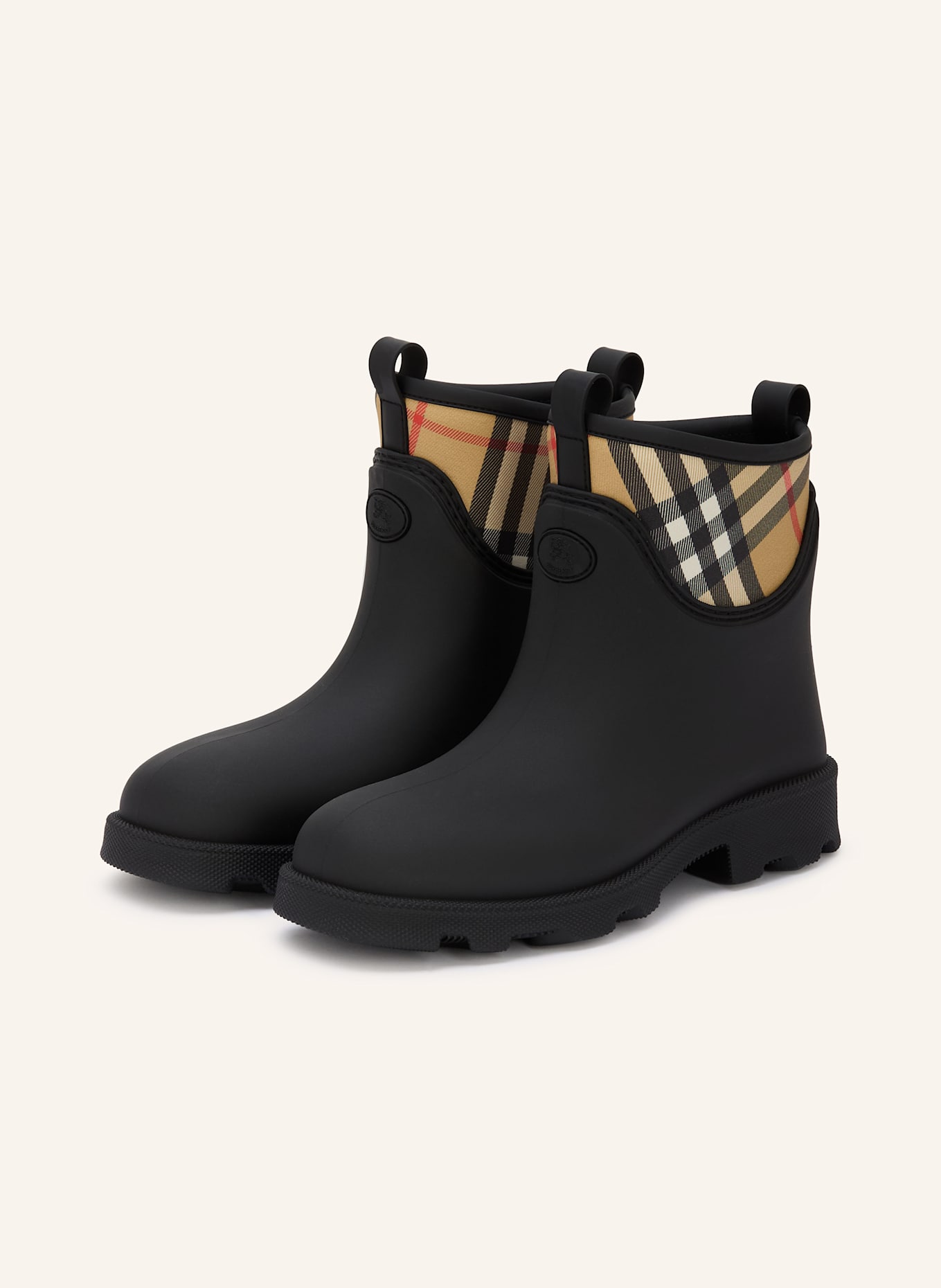 BURBERRY Gummistiefel MARSH STAMP: SCHWARZ / HELLBRAUN / ROT