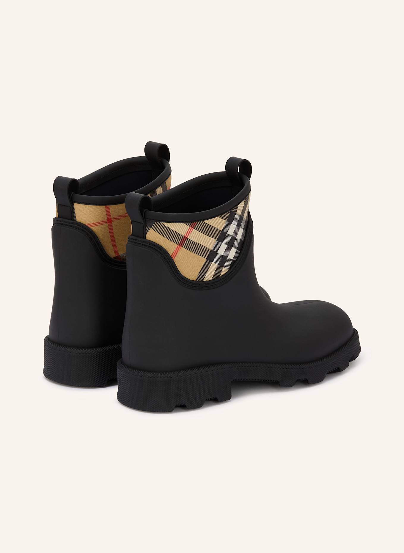 BURBERRY Gummistiefel MARSH STAMP: SCHWARZ / HELLBRAUN / ROT